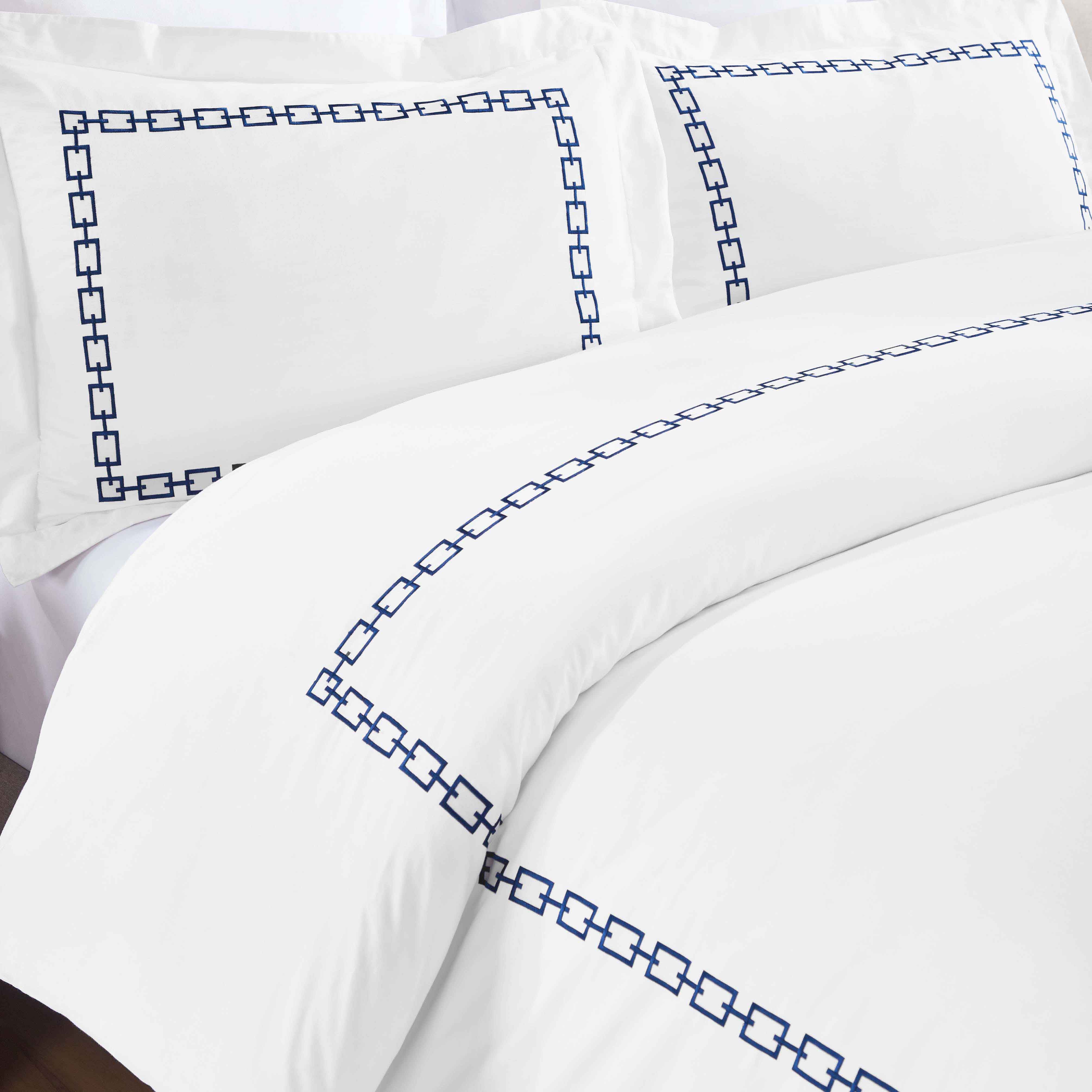 Chain Links Cotton Embroidered 3 Piece Duvet Cover Set - Duvet Cover Set by Superior Brand