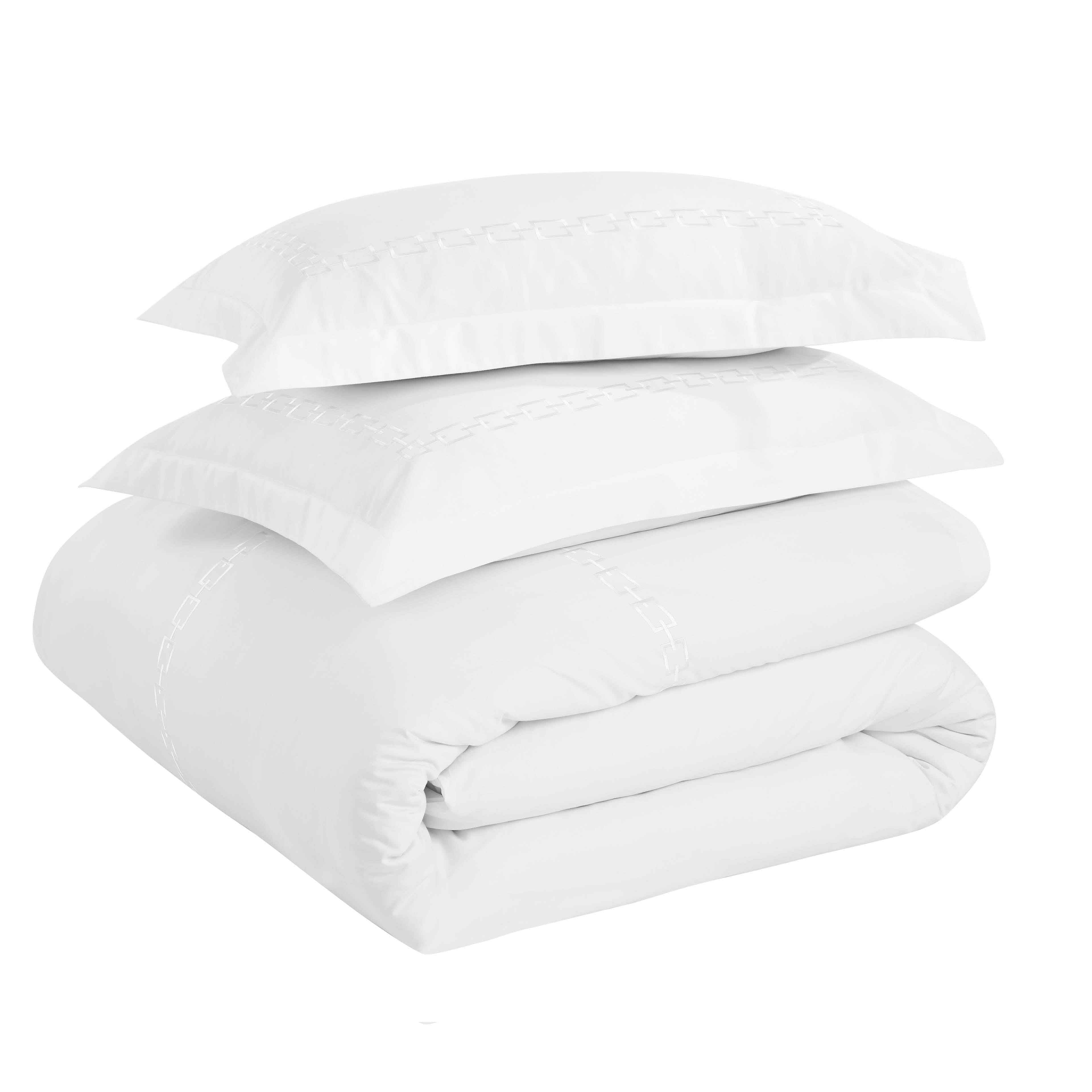 Chain Links Cotton Embroidered 3 Piece Duvet Cover Set - Duvet Cover Set by Superior Brand