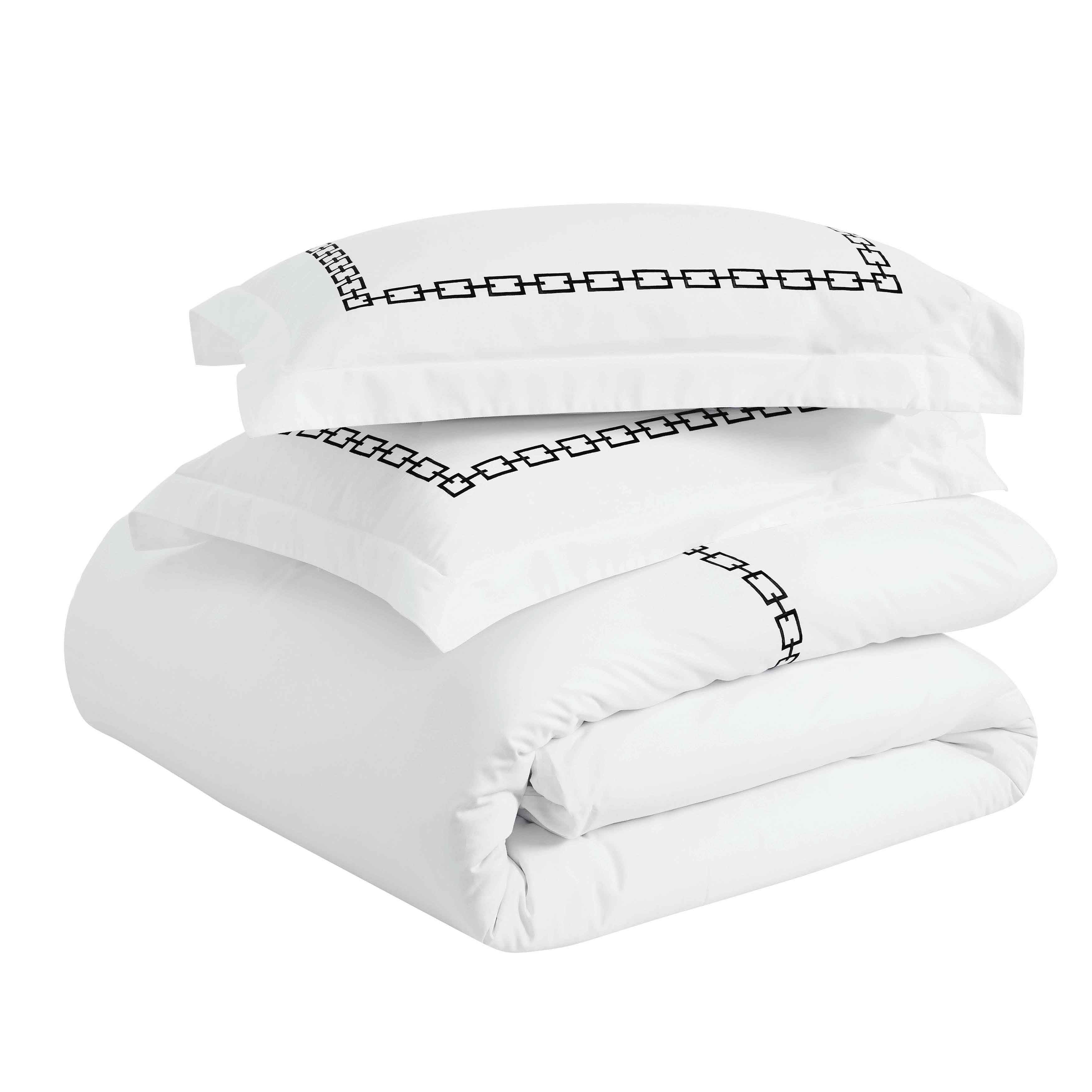 Chain Links Cotton Embroidered 3 Piece Duvet Cover Set - Duvet Cover Set by Superior Brand