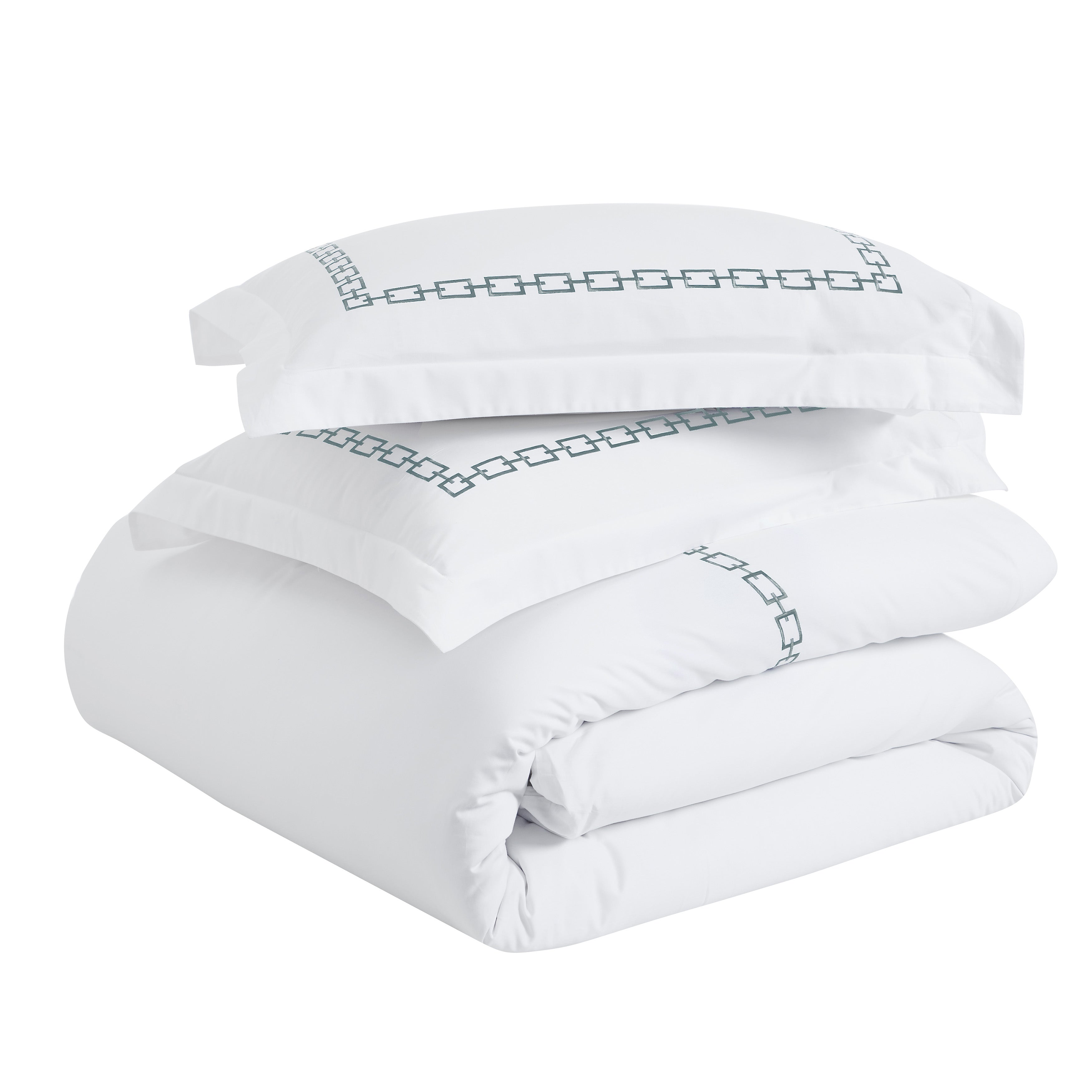 Chain Links Cotton Embroidered 3 Piece Duvet Cover Set - Duvet Cover Set by Superior Brand