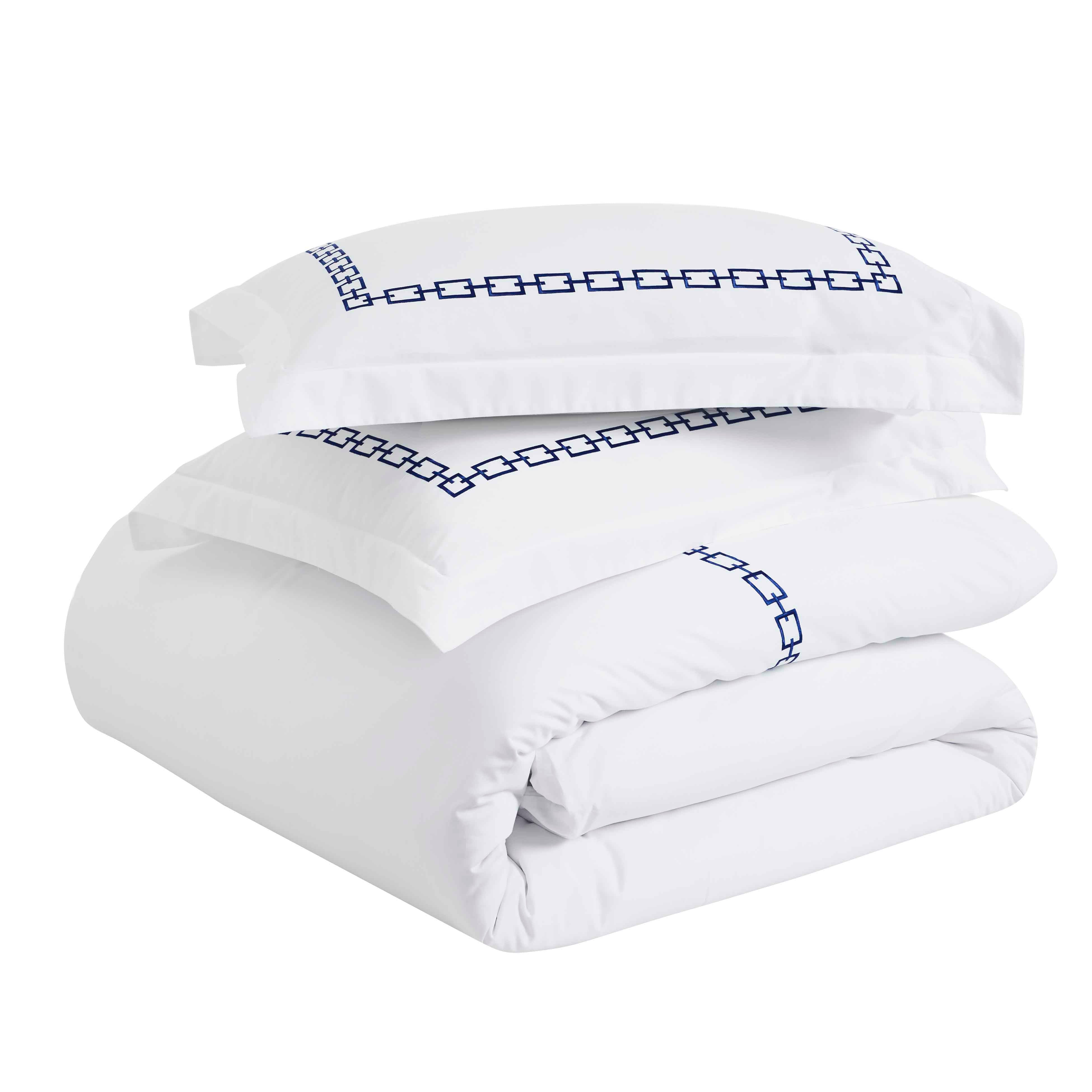 Chain Links Cotton Embroidered 3 Piece Duvet Cover Set - Duvet Cover Set by Superior Brand