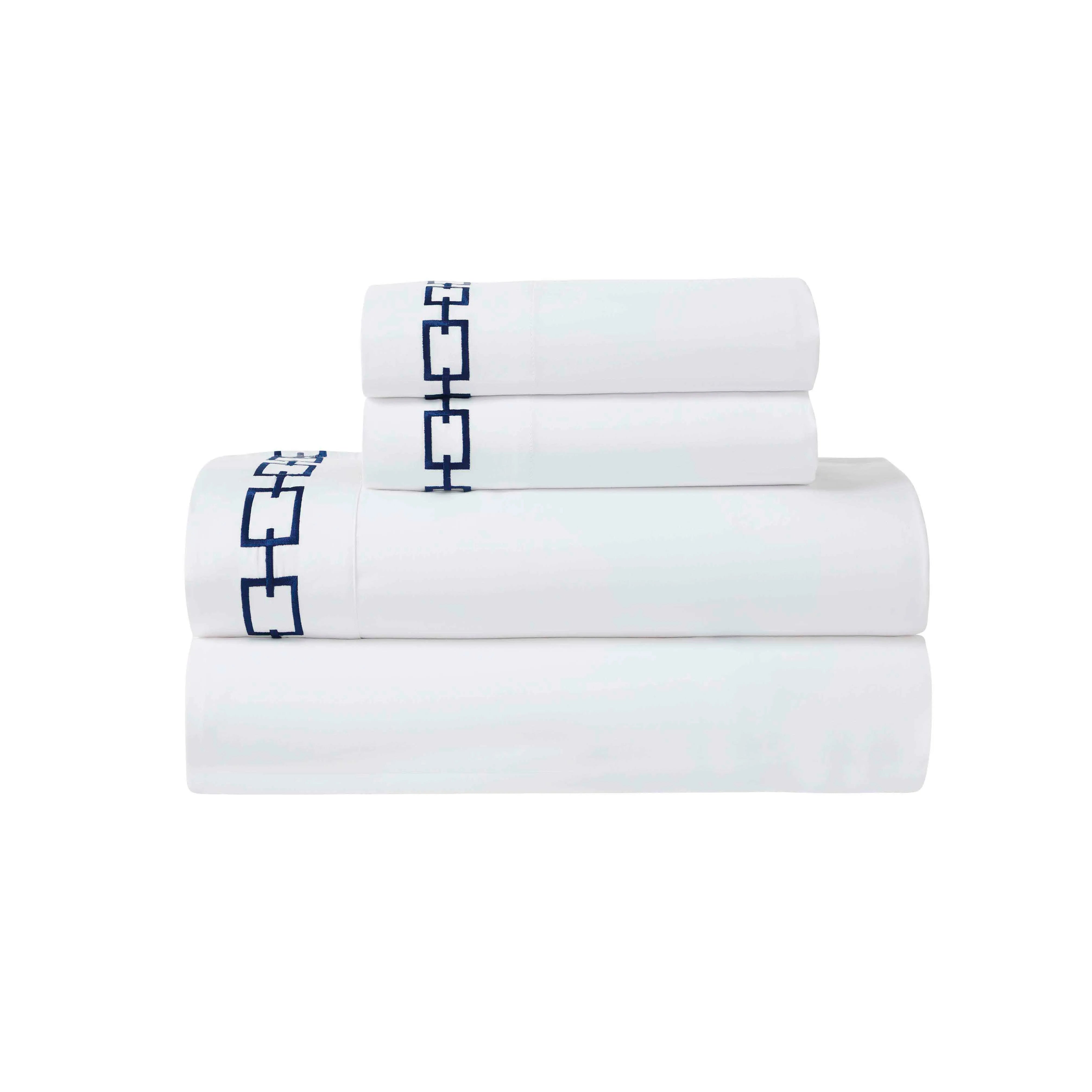 100% Cotton Bed Sheet Set Embroidered Deep Pocket Chain Links - Sheet Set by Superior Brand