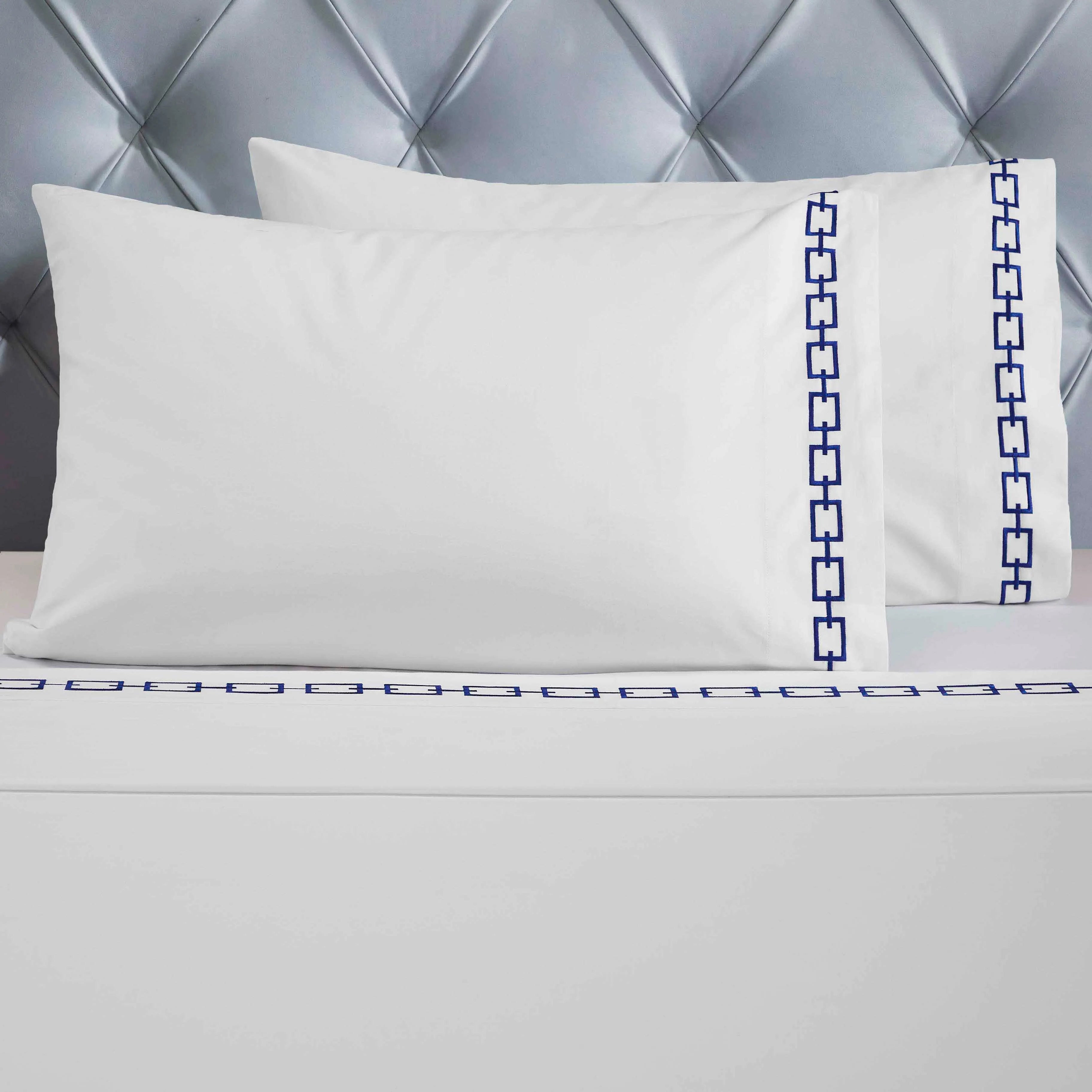 100% Cotton Bed Sheet Set Embroidered Deep Pocket Chain Links - Sheet Set by Superior Brand