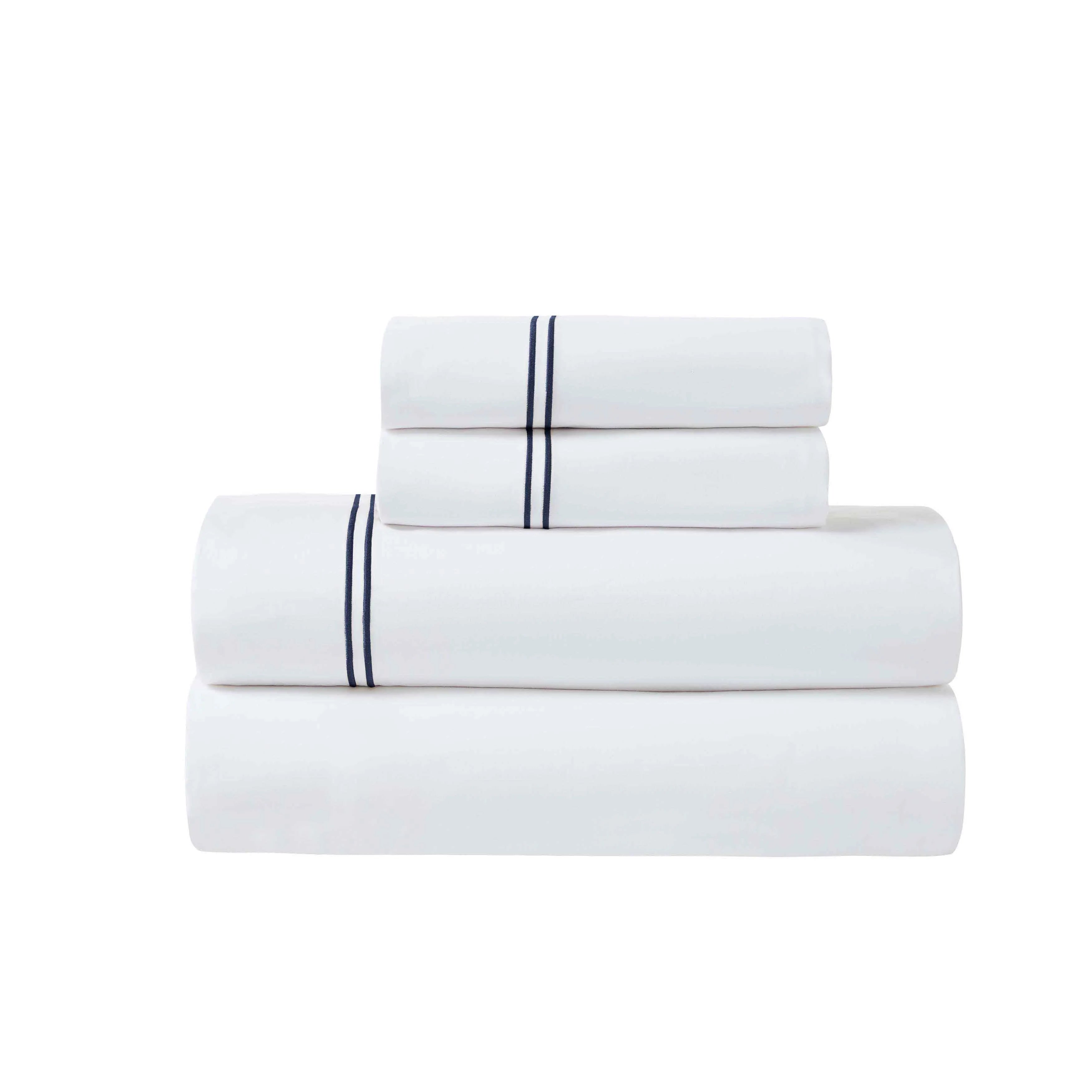 100% Cotton Bed Sheet Set Two-Line Embroidered Deep Pocket Fieldstone - Sheet Set by Superior Brand
