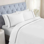 100% Cotton Bed Sheet Set Two-Line Embroidered Deep Pocket Fieldstone - Sheet Set by Superior Brand