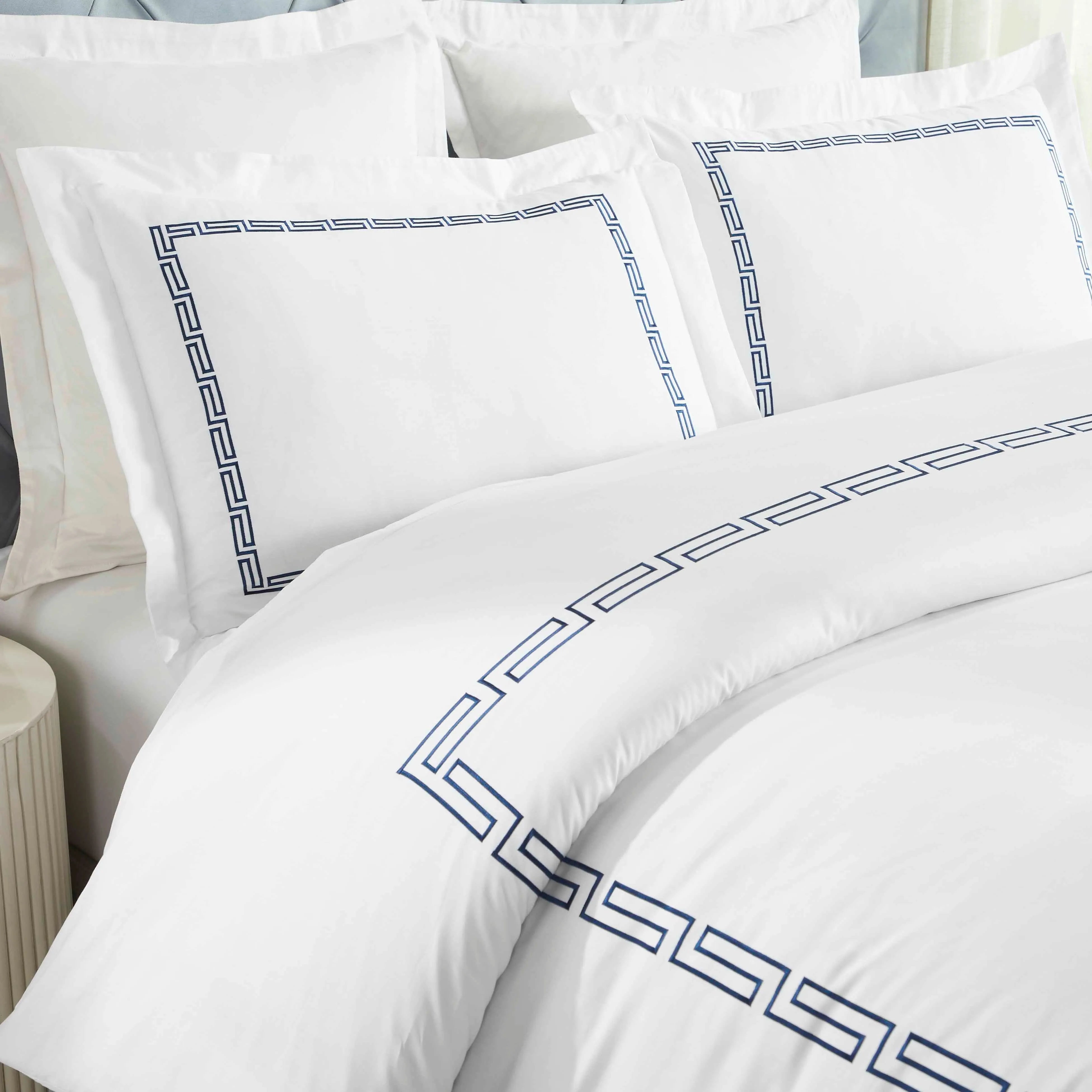 100% Cotton Greek Key Embroidered Duvet Cover Set - Duvet Cover Set by Superior Brand