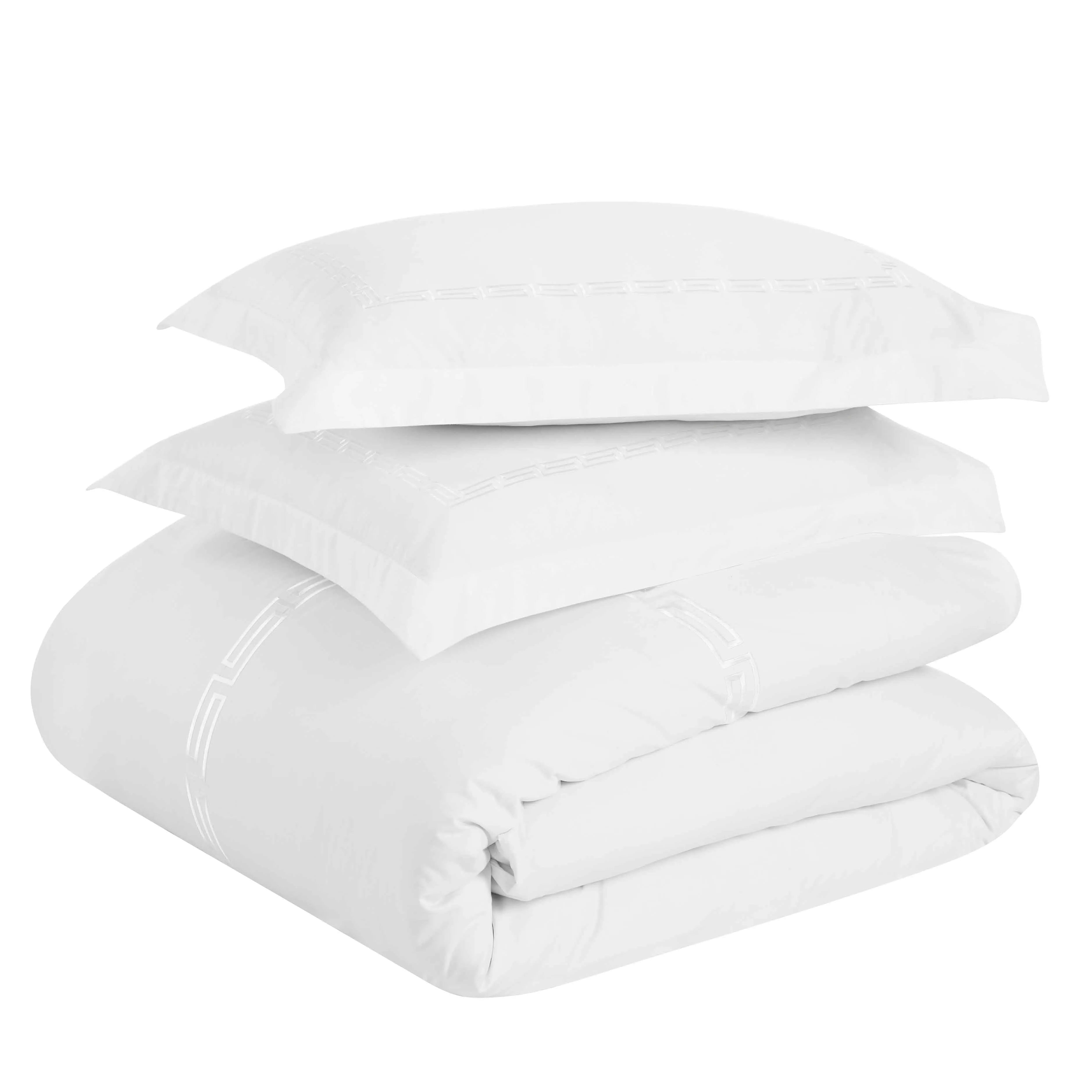 100% Cotton Greek Key Embroidered Duvet Cover Set - Duvet Cover Set by Superior Brand