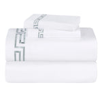 100% Cotton Bed Sheet Set Greek Key Embroidered Deep Pocket Harrison - Sheet Set by Superior Brand