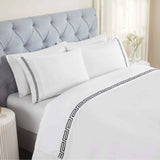 100% Cotton Bed Sheet Set Greek Key Embroidered Deep Pocket Harrison - Sheet Set by Superior Brand