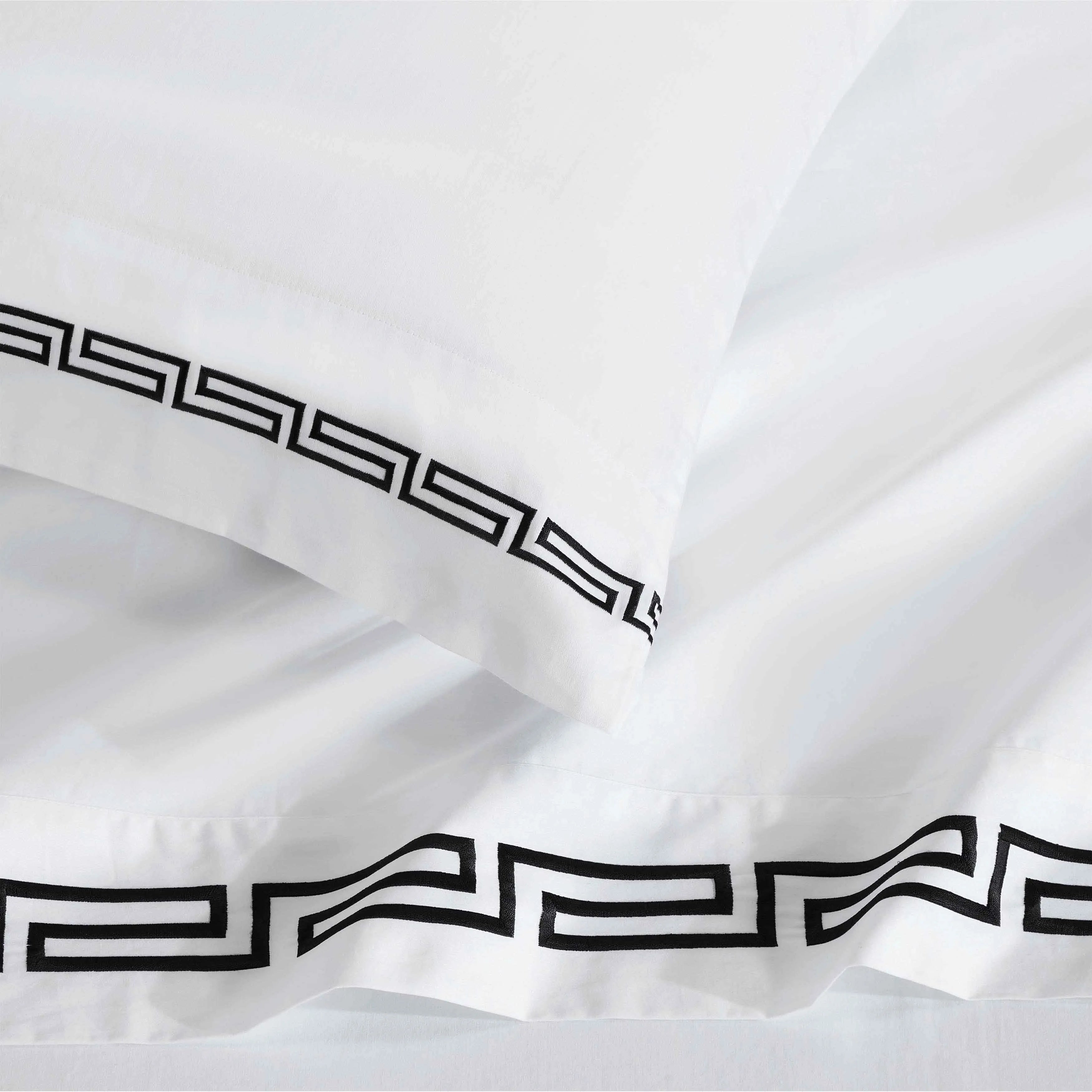 100% Cotton Bed Sheet Set Greek Key Embroidered Deep Pocket Harrison - Sheet Set by Superior Brand
