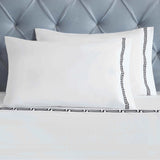100% Cotton Bed Sheet Set Greek Key Embroidered Deep Pocket Harrison - Sheet Set by Superior Brand