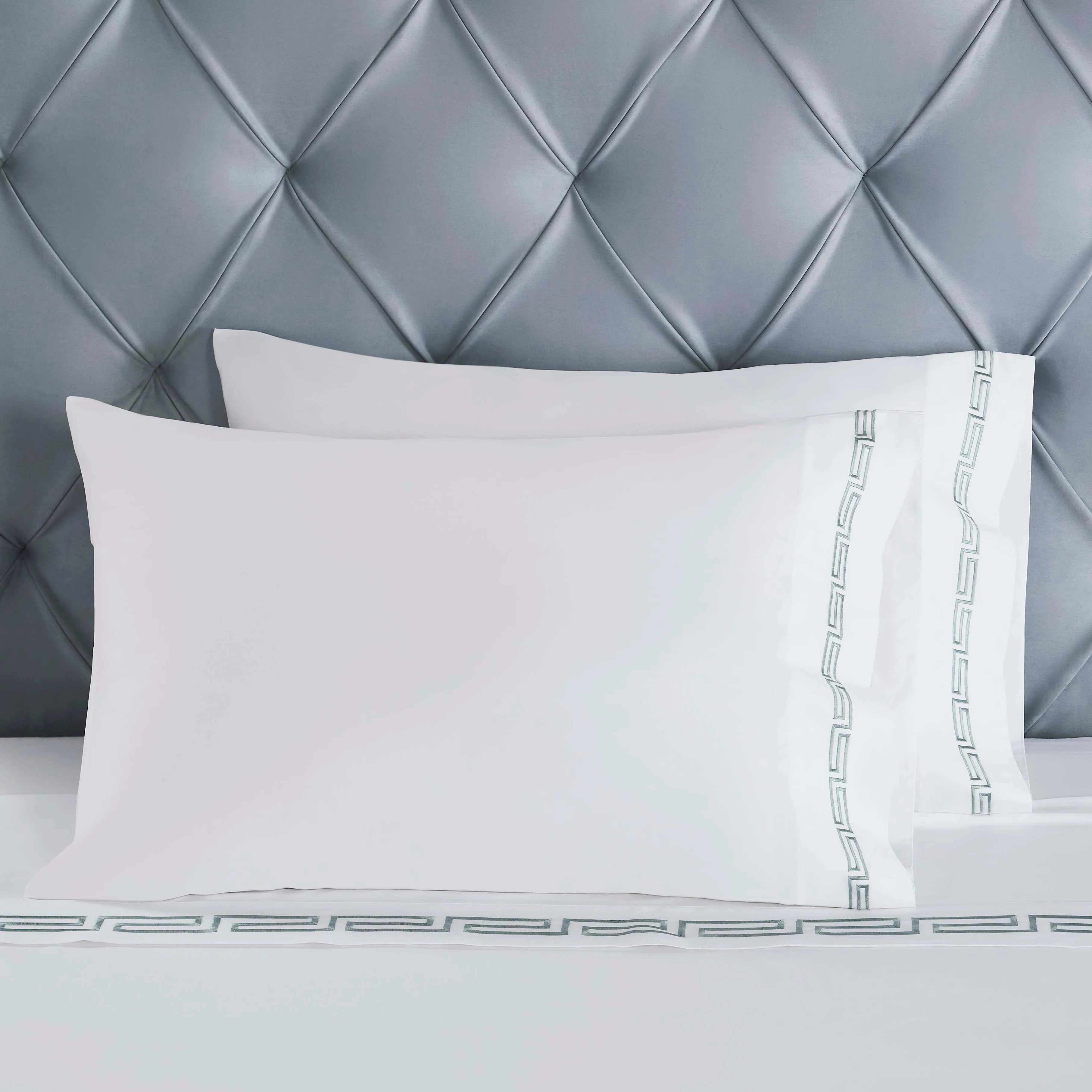 100% Cotton Bed Sheet Set Greek Key Embroidered Deep Pocket Harrison - Sheet Set by Superior Brand