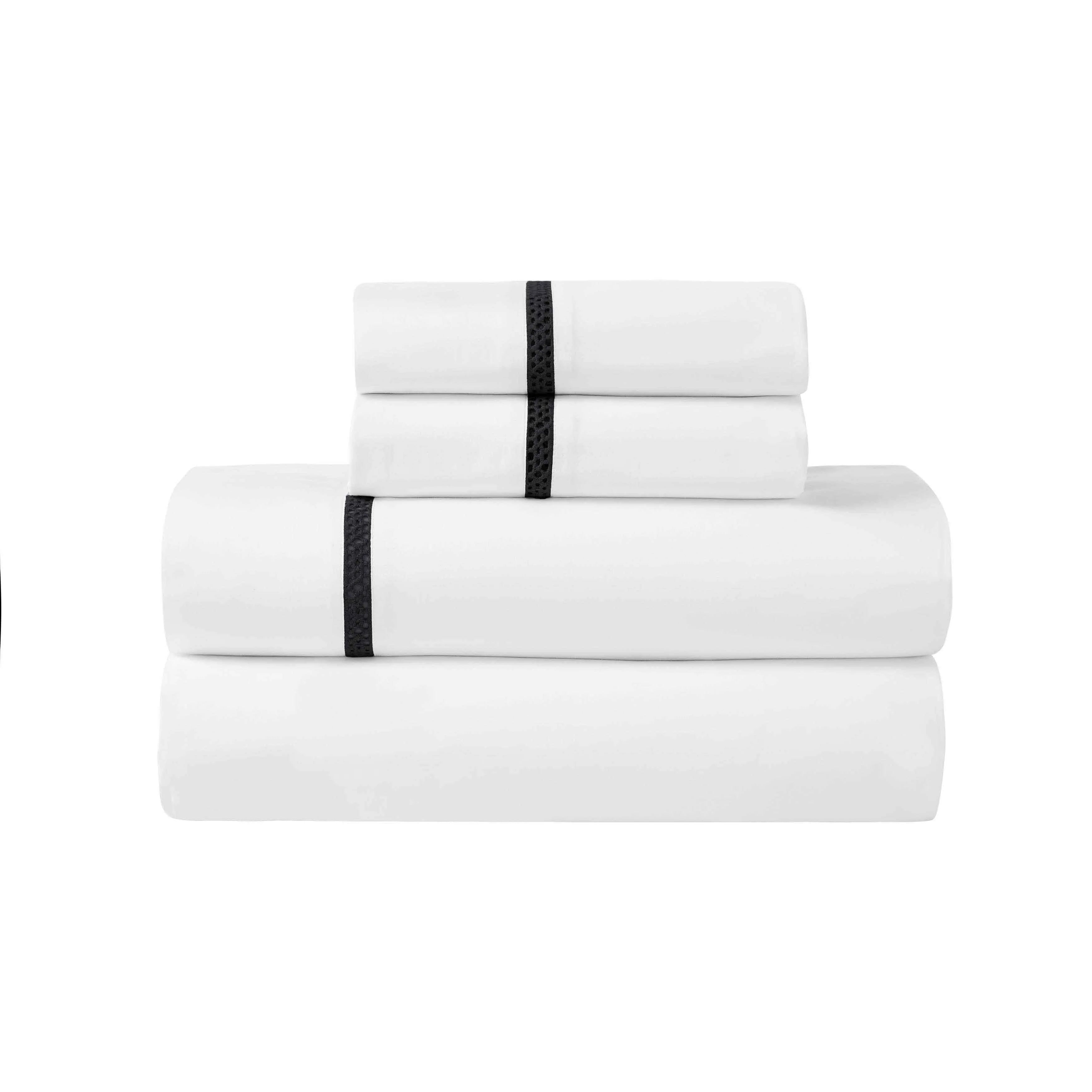 100% Cotton Bed Sheet Set Cross-Stitch Embroidered Deep Pocket Riverton - Sheet Set by Superior Brand