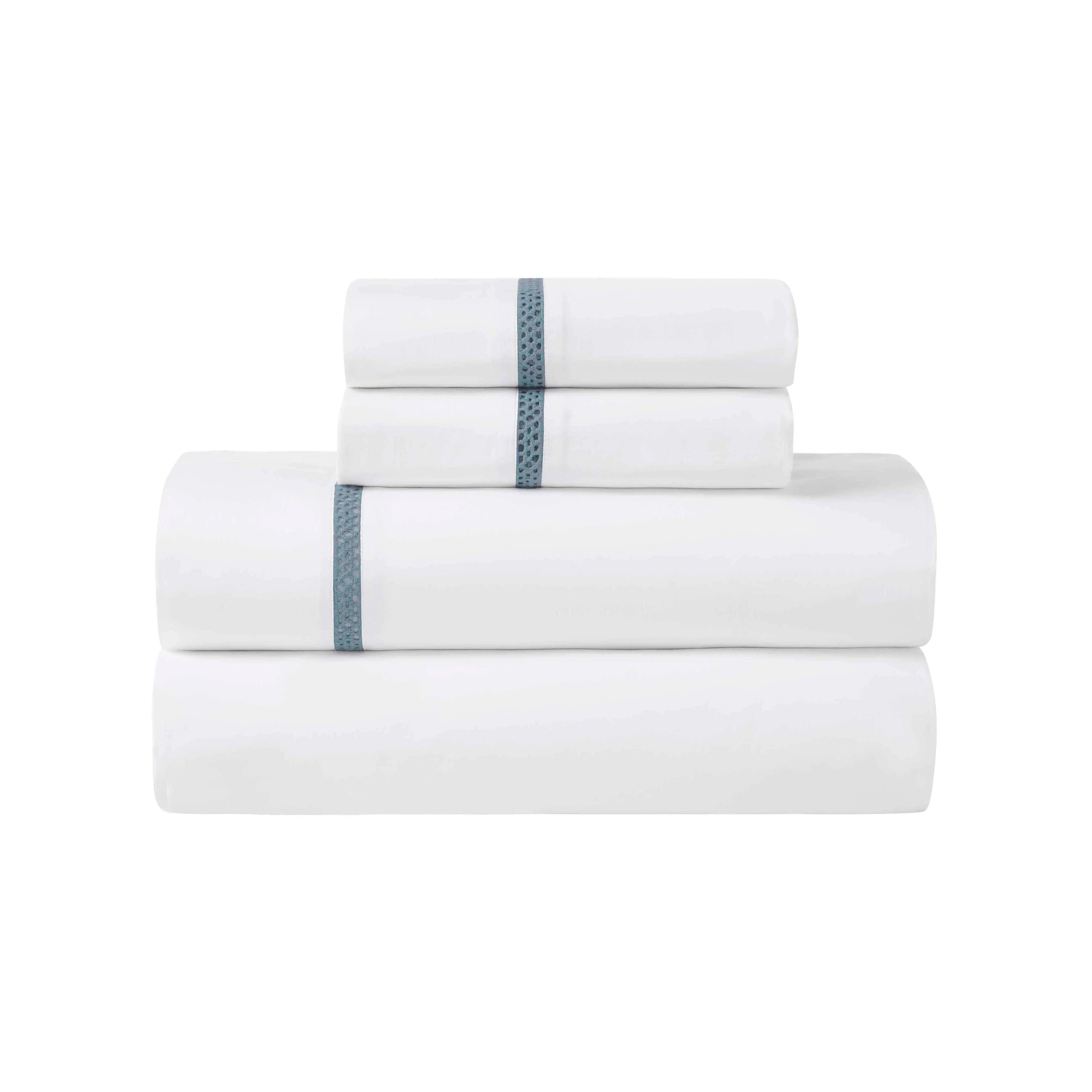 100% Cotton Bed Sheet Set Cross-Stitch Embroidered Deep Pocket Riverton - Sheet Set by Superior Brand