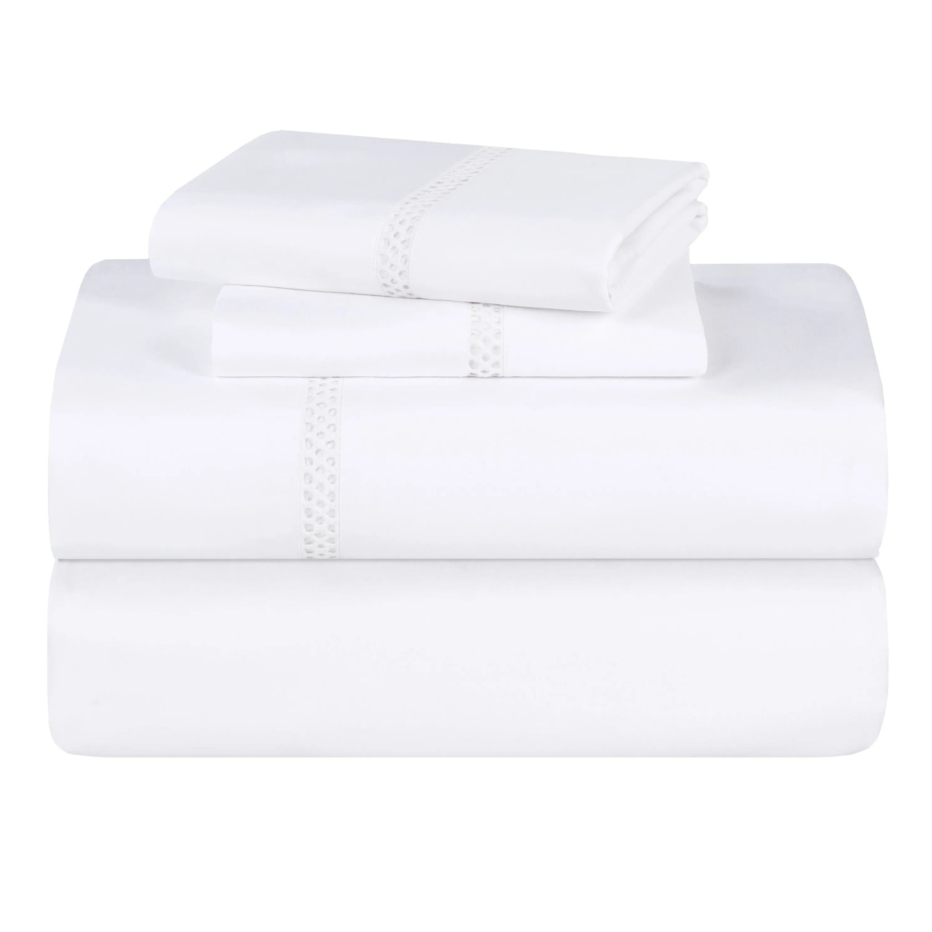 100% Cotton Bed Sheet Set Cross-Stitch Embroidered Deep Pocket Riverton - Sheet Set by Superior Brand