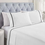 100% Cotton Bed Sheet Set Cross-Stitch Embroidered Deep Pocket Riverton - Sheet Set by Superior Brand