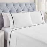 100% Cotton Bed Sheet Set Cross-Stitch Embroidered Deep Pocket Riverton - Sheet Set by Superior Brand