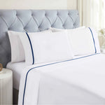 100% Cotton Bed Sheet Set Cross-Stitch Embroidered Deep Pocket Riverton - Sheet Set by Superior Brand