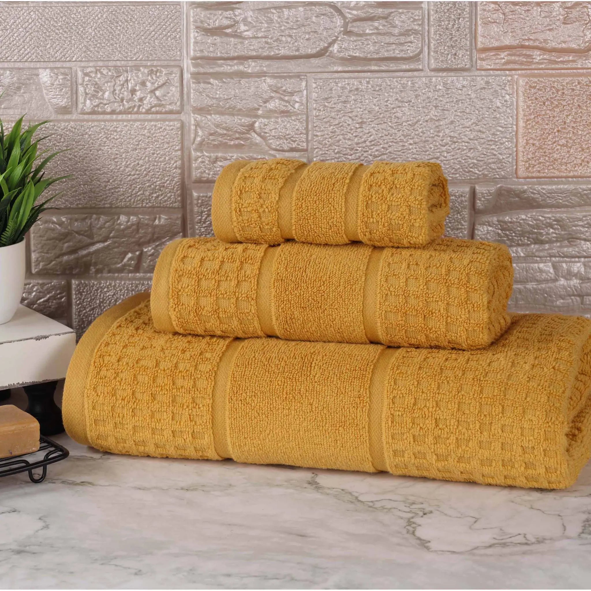 Napa Zero Twist Cotton Solid Waffle Honeycomb 3 Piece Towel Set - Towel Set by Superior Brand