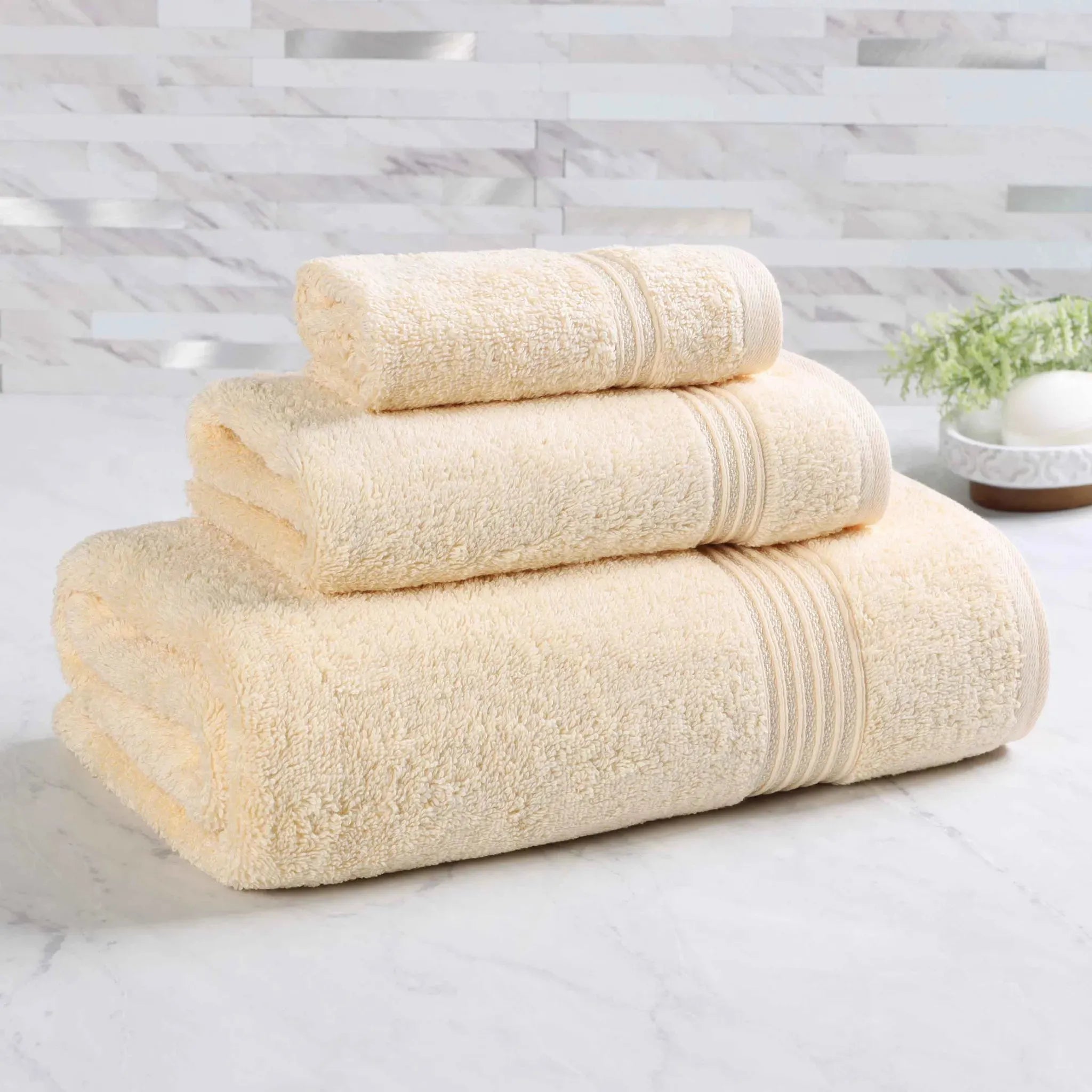Egyptian Cotton Heritage Plush Towel Set 3 Piece - Egyptian Cotton Towel Set by Superior Brand