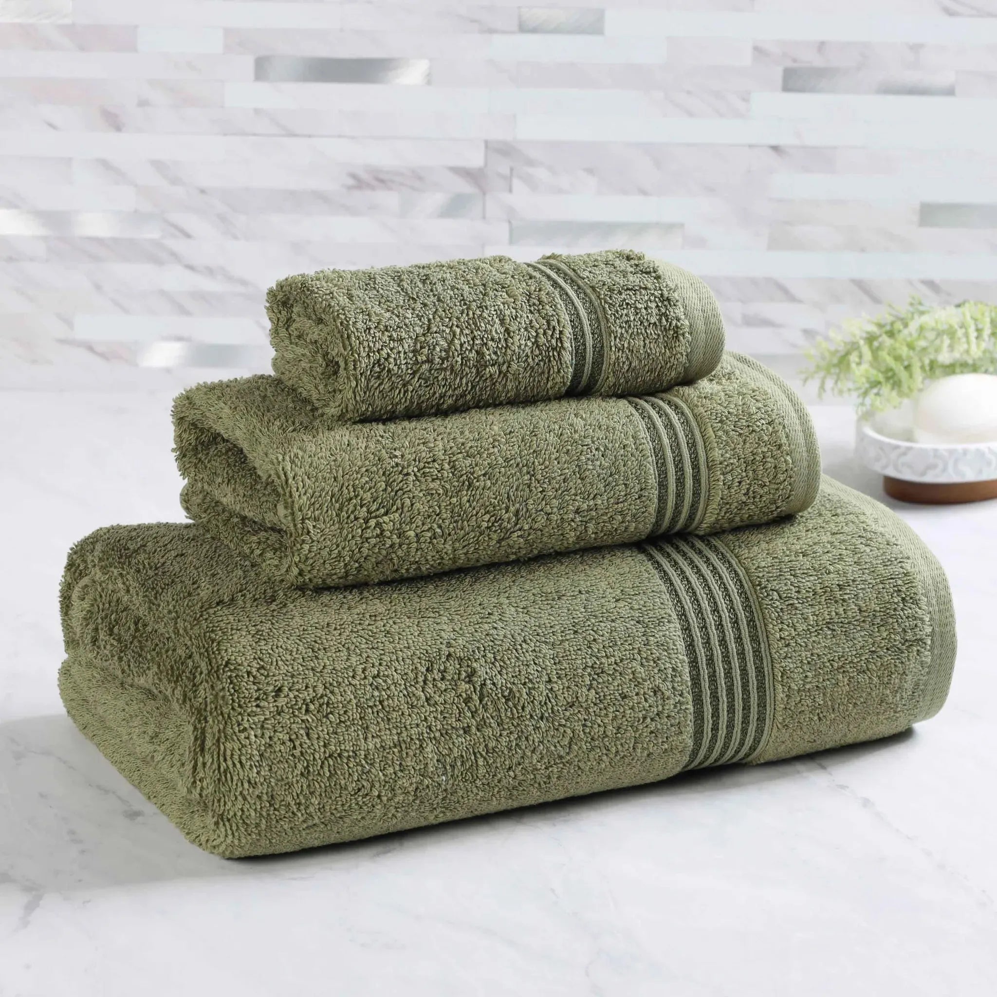 Egyptian Cotton Heritage Plush Towel Set 3 Piece - Egyptian Cotton Towel Set by Superior Brand
