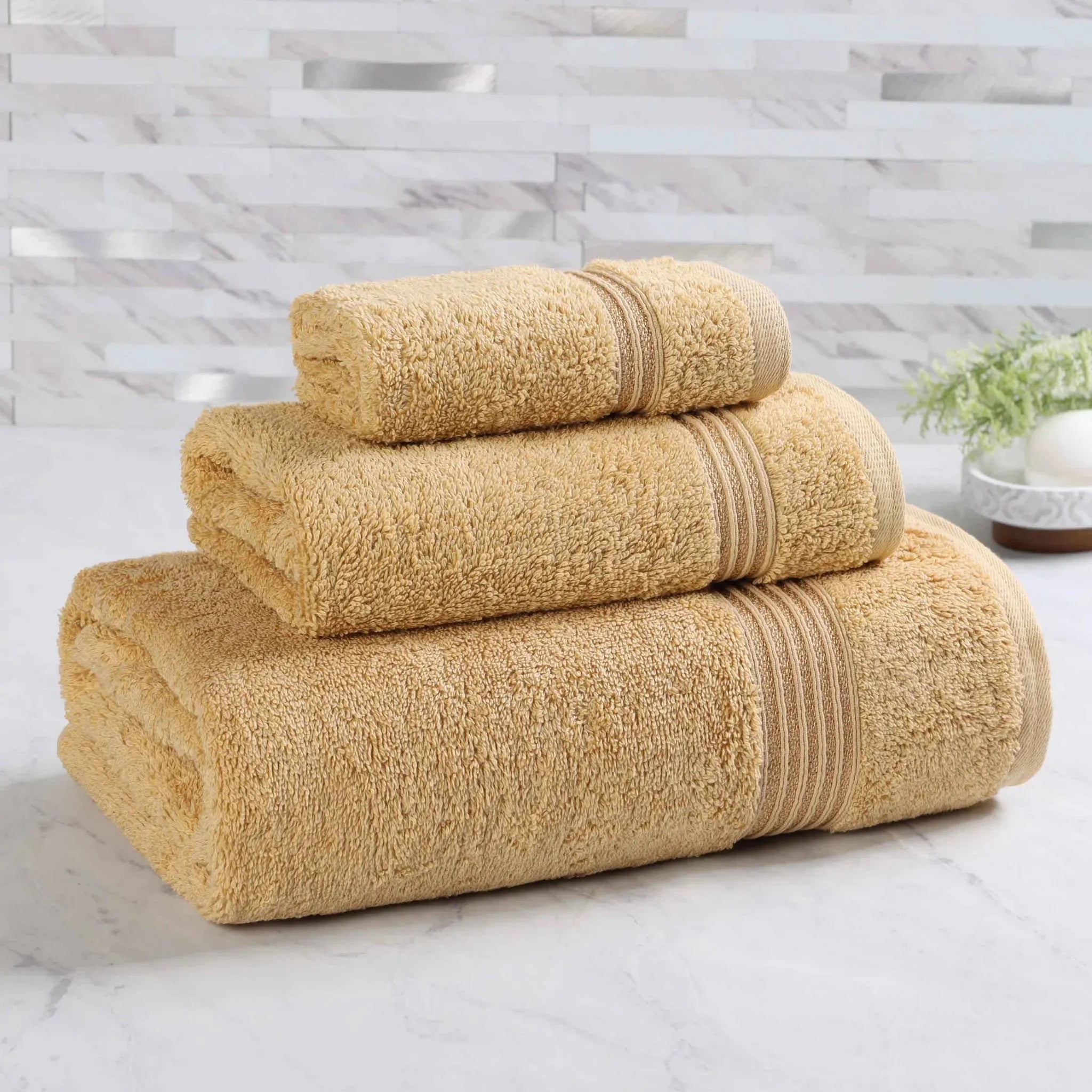 Egyptian Cotton Heritage Plush Towel Set 3 Piece - Egyptian Cotton Towel Set by Superior Brand