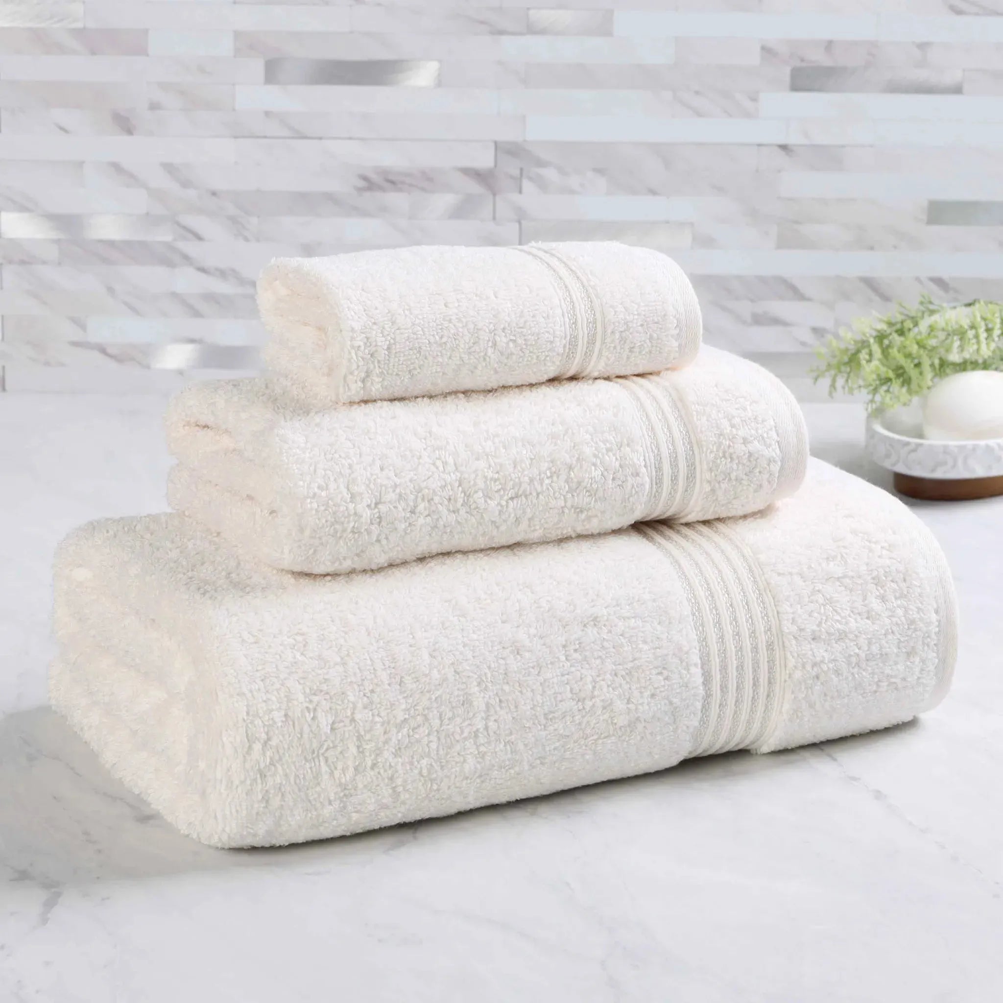 Egyptian Cotton Heritage Plush Towel Set 3 Piece - Egyptian Cotton Towel Set by Superior Brand