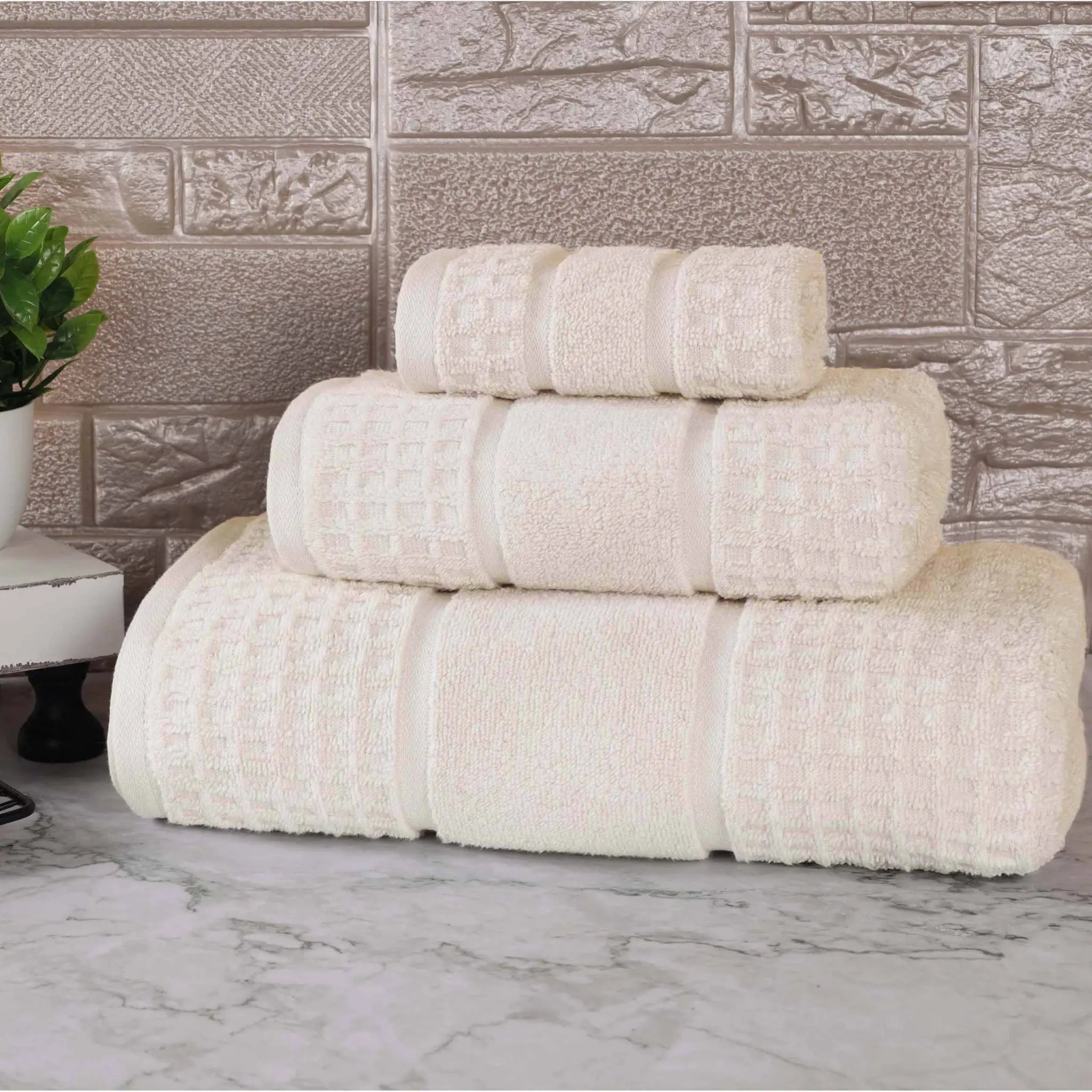 Napa Zero Twist Cotton Solid Waffle Honeycomb 3 Piece Towel Set - Towel Set by Superior Brand