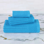 Soho Ribbed Cotton Absorbent 3 Piece Assorted Towel Set - Towel Set by Superior Brand