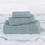 Soho Ribbed Cotton Absorbent 3 Piece Assorted Towel Set - Towel Set by Superior Brand