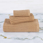 Soho Ribbed Cotton Absorbent 3 Piece Assorted Towel Set - Towel Set by Superior Brand