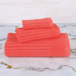 Soho Ribbed Cotton Absorbent 3 Piece Assorted Towel Set - Towel Set by Superior Brand
