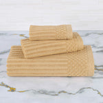 Soho Ribbed Cotton Absorbent 3 Piece Assorted Towel Set - Towel Set by Superior Brand