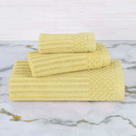 Soho Ribbed Cotton Absorbent 3 Piece Assorted Towel Set - Towel Set by Superior Brand
