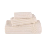 Soho Ribbed Cotton Absorbent 3 Piece Assorted Towel Set - Towel Set by Superior Brand