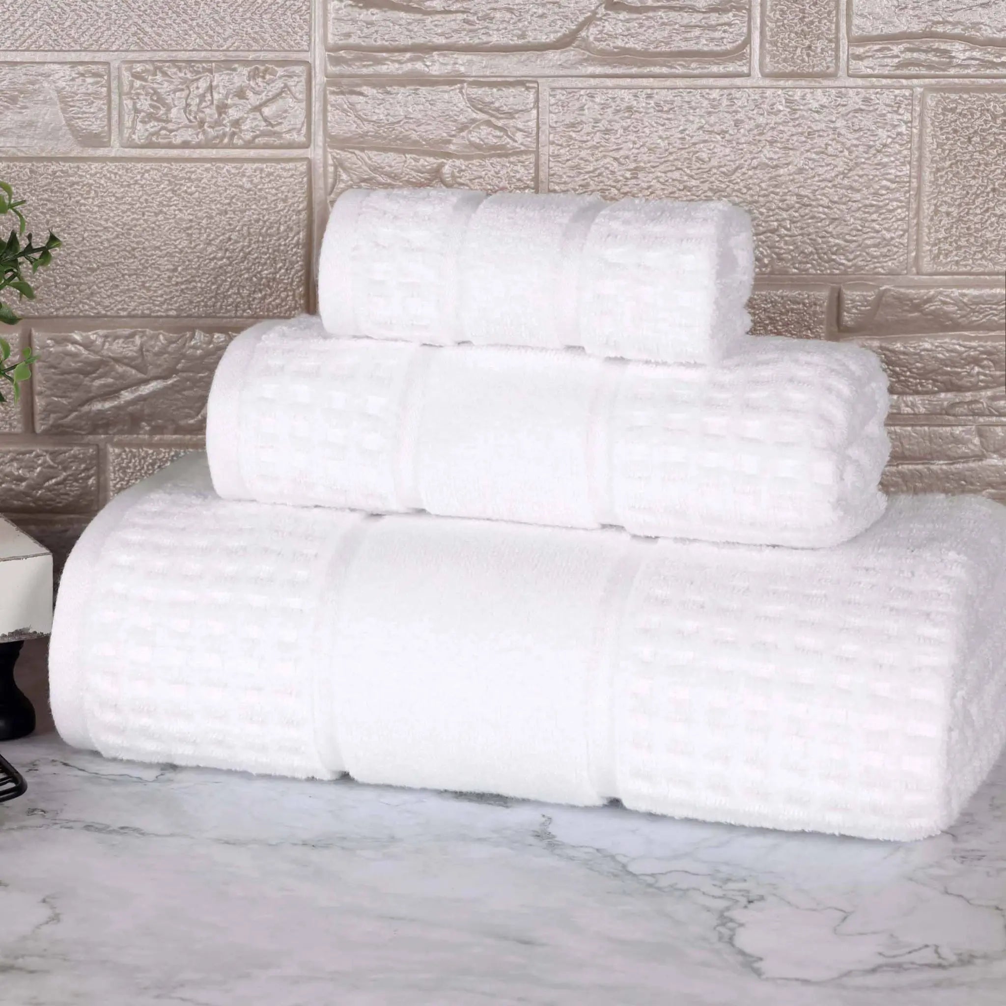 Napa Zero Twist Cotton Solid Waffle Honeycomb 3 Piece Towel Set - Towel Set by Superior Brand