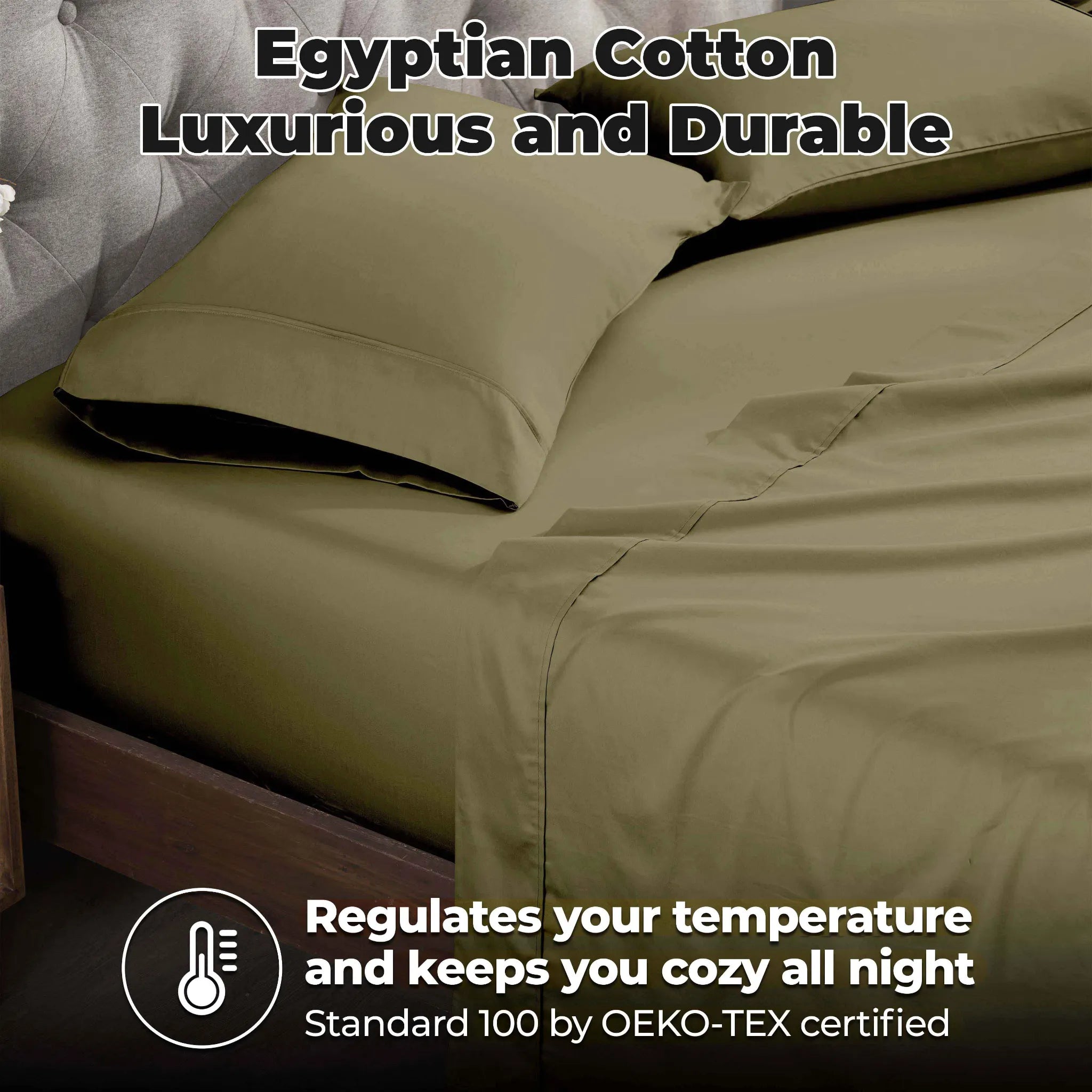 400 Thread Count Egyptian Cotton Sateen Bed Sheet Set - Egyptian Cotton Sheet Set by Superior Brand