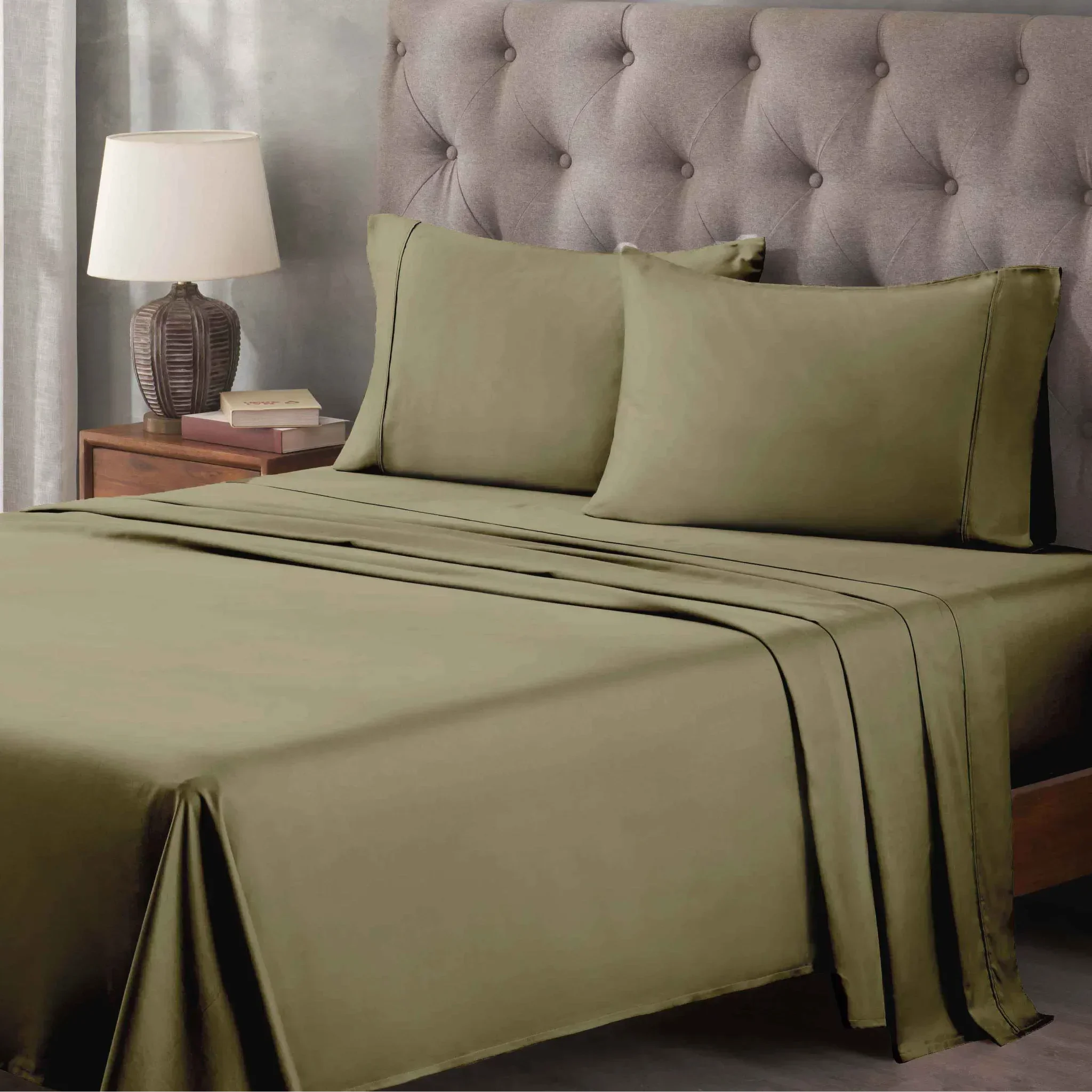 400 Thread Count Egyptian Cotton Sateen Bed Sheet Set - Egyptian Cotton Sheet Set by Superior Brand