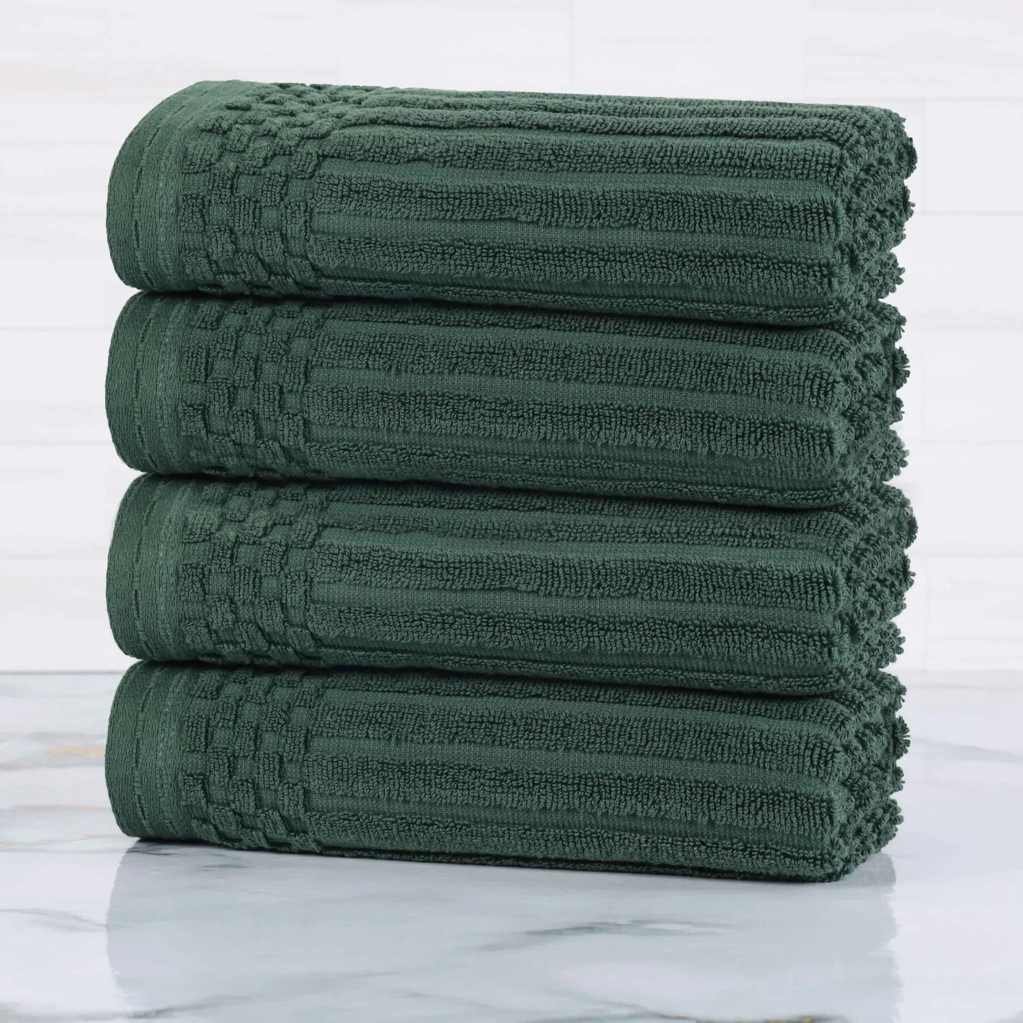 Soho Ribbed Cotton Super Absorbent 4 Piece Hand Towel Set - Hand Towel Set by Superior Brand