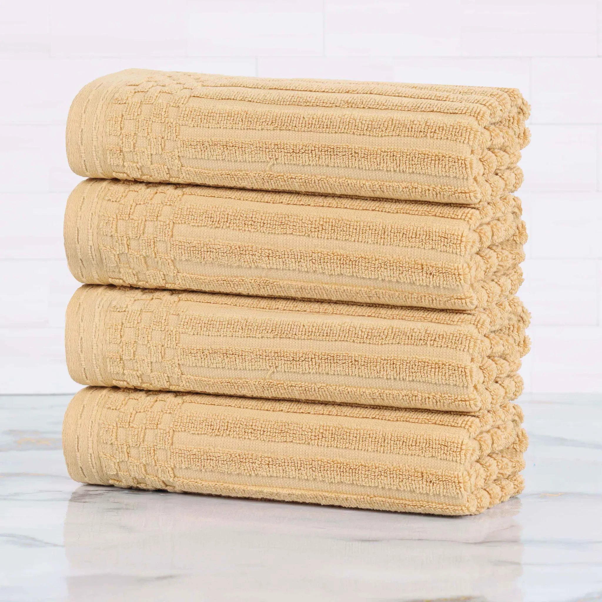 Soho Ribbed Cotton Super Absorbent 4 Piece Hand Towel Set - Hand Towel Set by Superior Brand