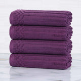 Soho Ribbed Cotton Super Absorbent 4 Piece Hand Towel Set - Hand Towel Set by Superior Brand