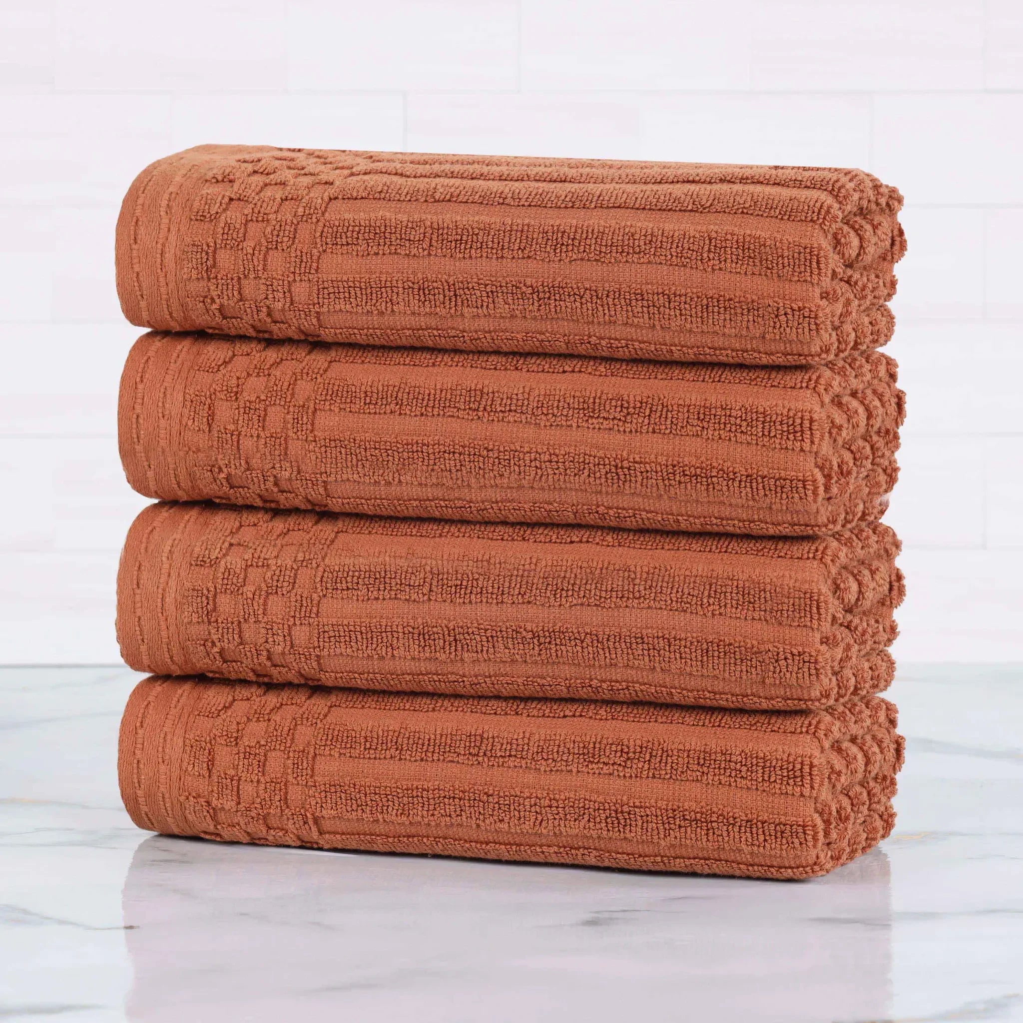 Soho Ribbed Cotton Super Absorbent 4 Piece Hand Towel Set - Hand Towel Set by Superior Brand