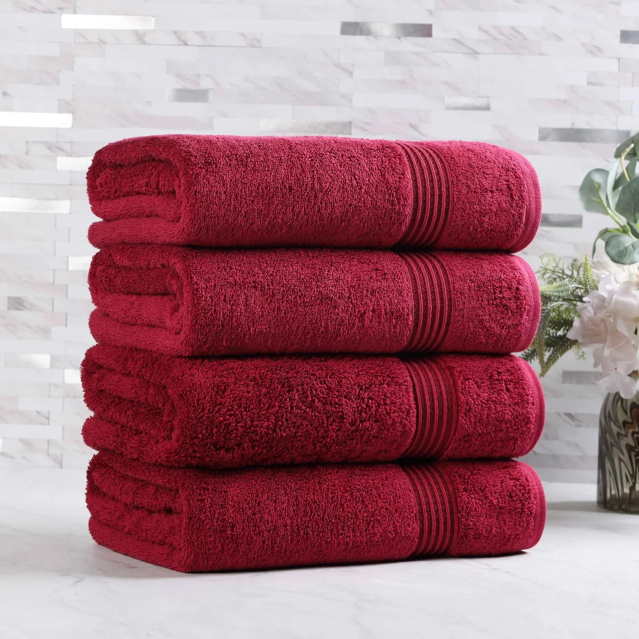 Egyptian Cotton Plush Absorbent Luxury Bath Towel Set of 4 - Egyptian Cotton Bath Towel by Superior Brand