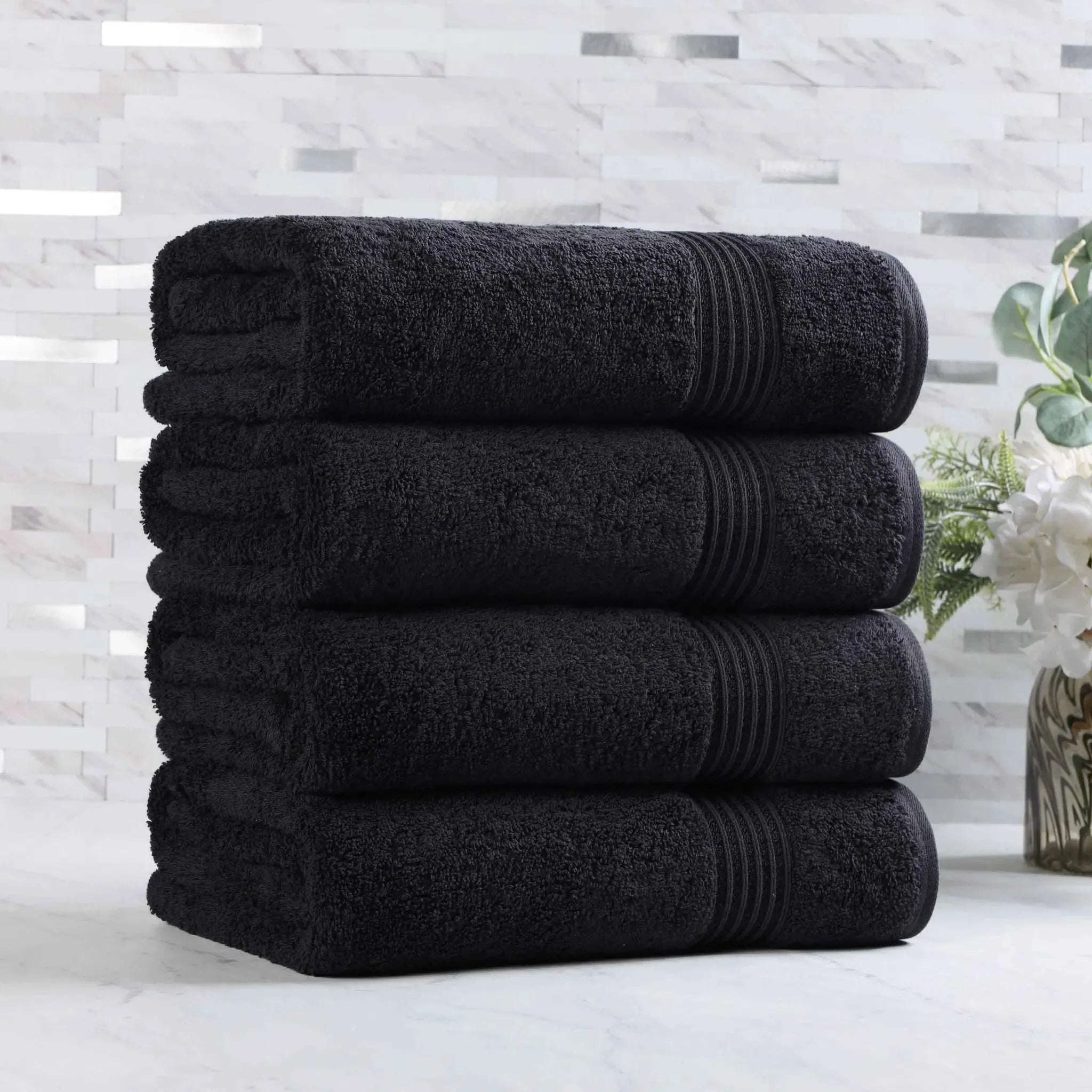 Egyptian Cotton Plush Absorbent Luxury Bath Towel Set of 4 - Egyptian Cotton Bath Towel by Superior Brand