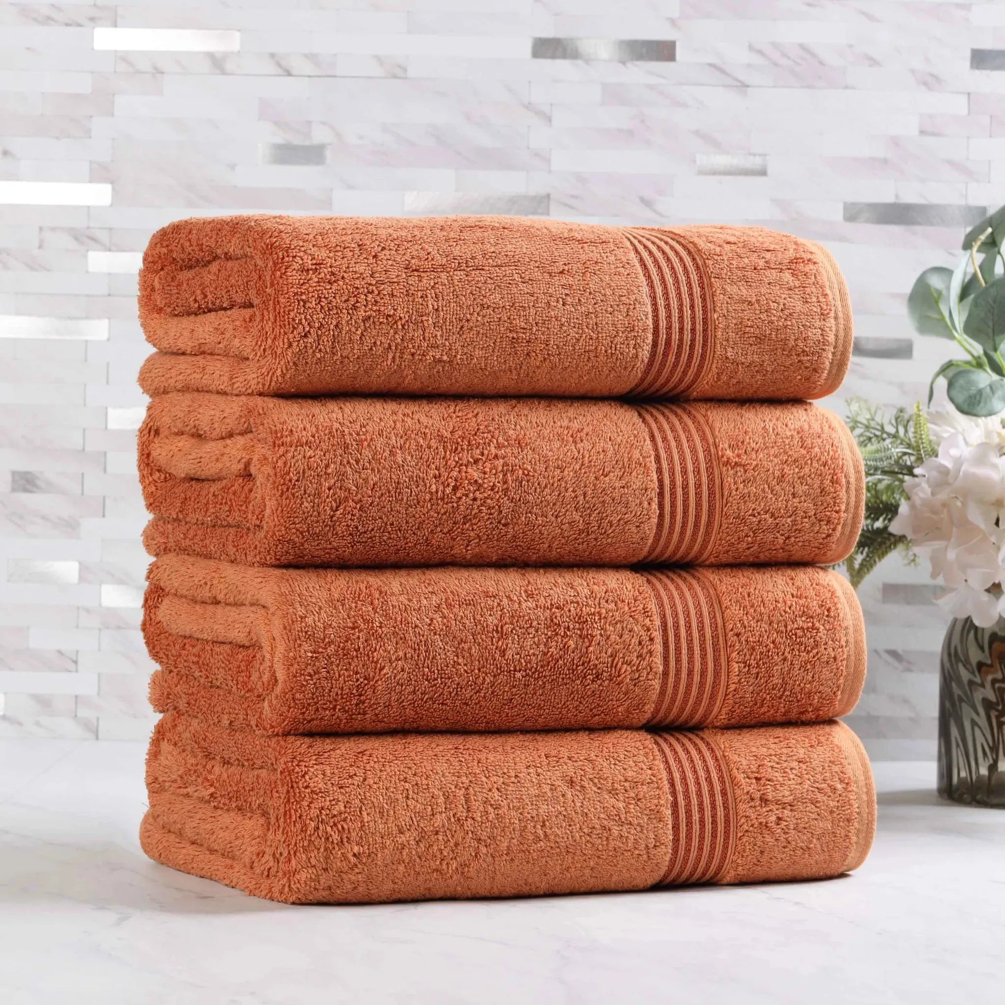 Egyptian Cotton Plush Absorbent Luxury Bath Towel Set of 4 - Egyptian Cotton Bath Towel by Superior Brand