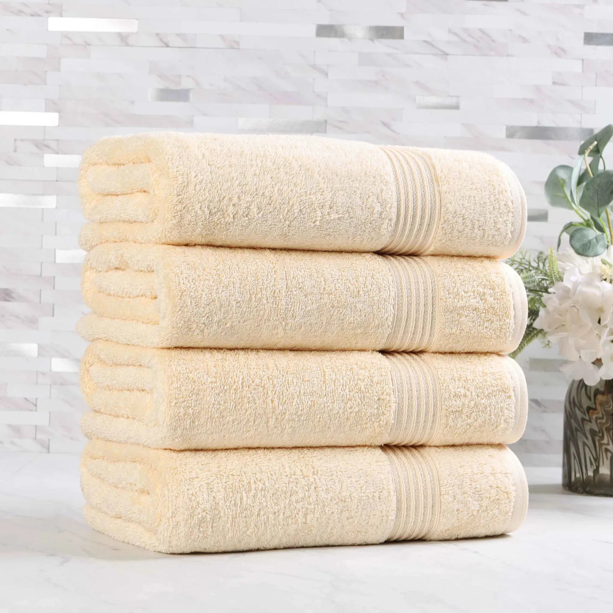 Egyptian Cotton Plush Absorbent Luxury Bath Towel Set of 4 - Egyptian Cotton Bath Towel by Superior Brand