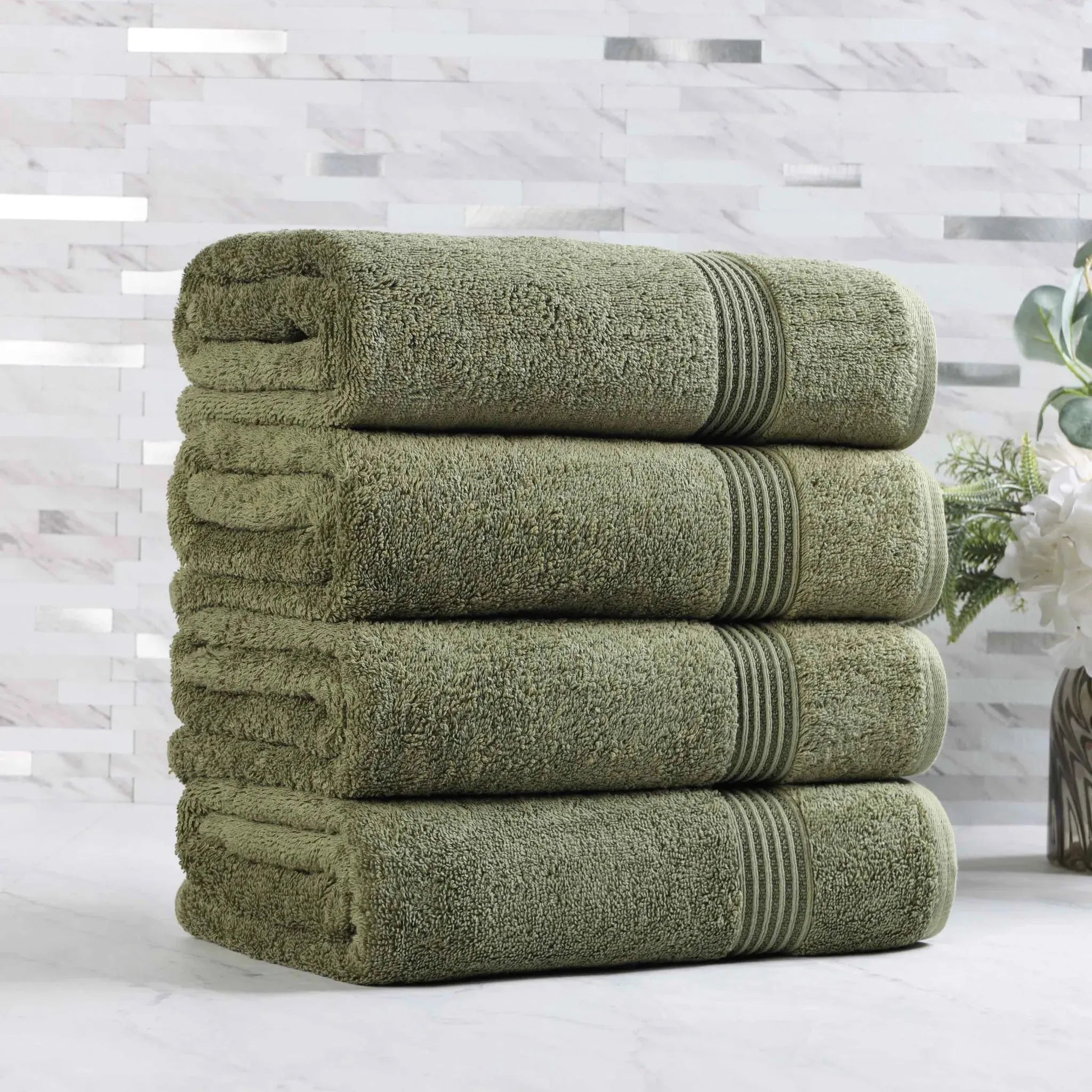Egyptian Cotton Plush Absorbent Luxury Bath Towel Set of 4 - Egyptian Cotton Bath Towel by Superior Brand