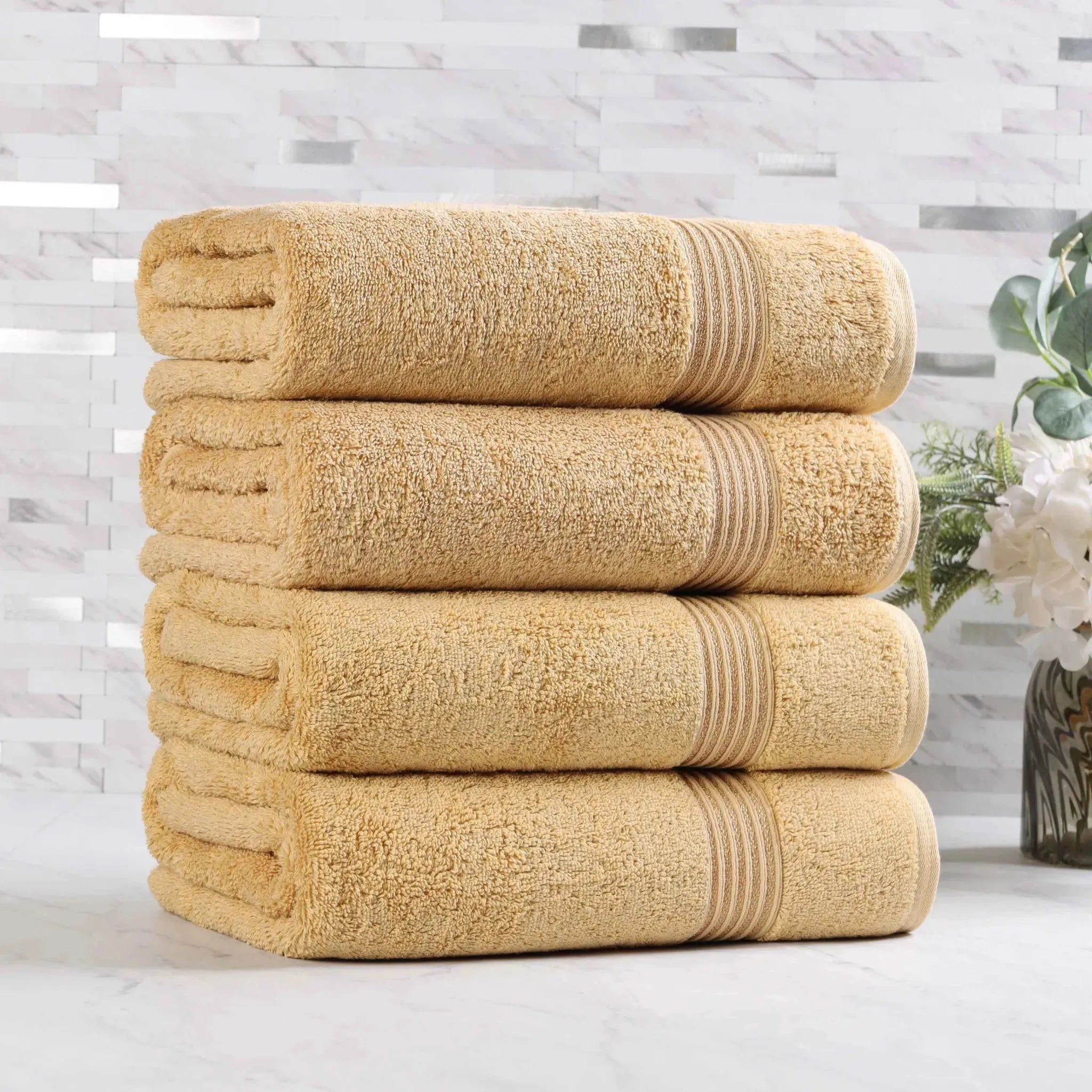 Egyptian Cotton Plush Absorbent Luxury Bath Towel Set of 4 - Egyptian Cotton Bath Towel by Superior Brand