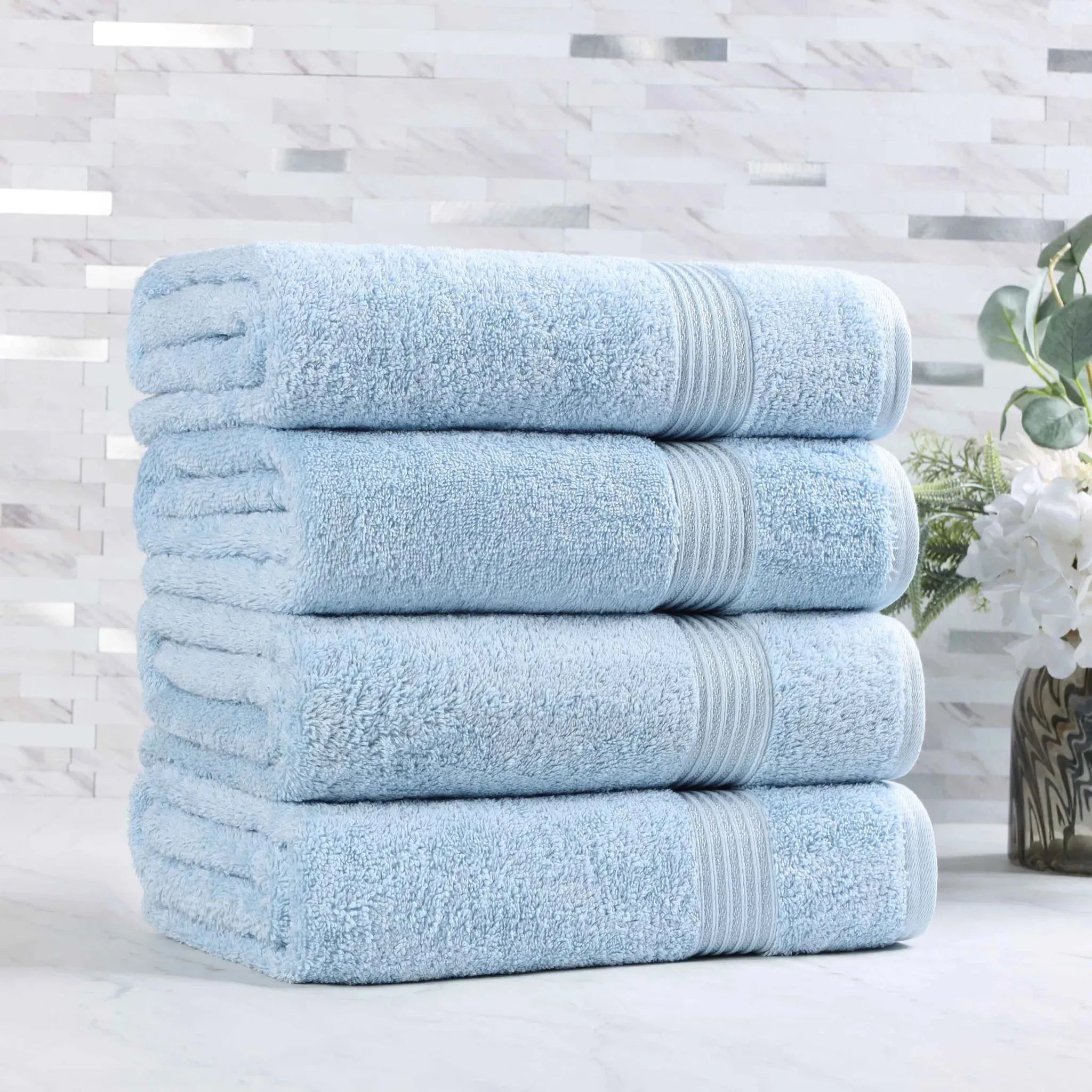 Egyptian Cotton Plush Absorbent Luxury Bath Towel Set of 4 - Egyptian Cotton Bath Towel by Superior Brand