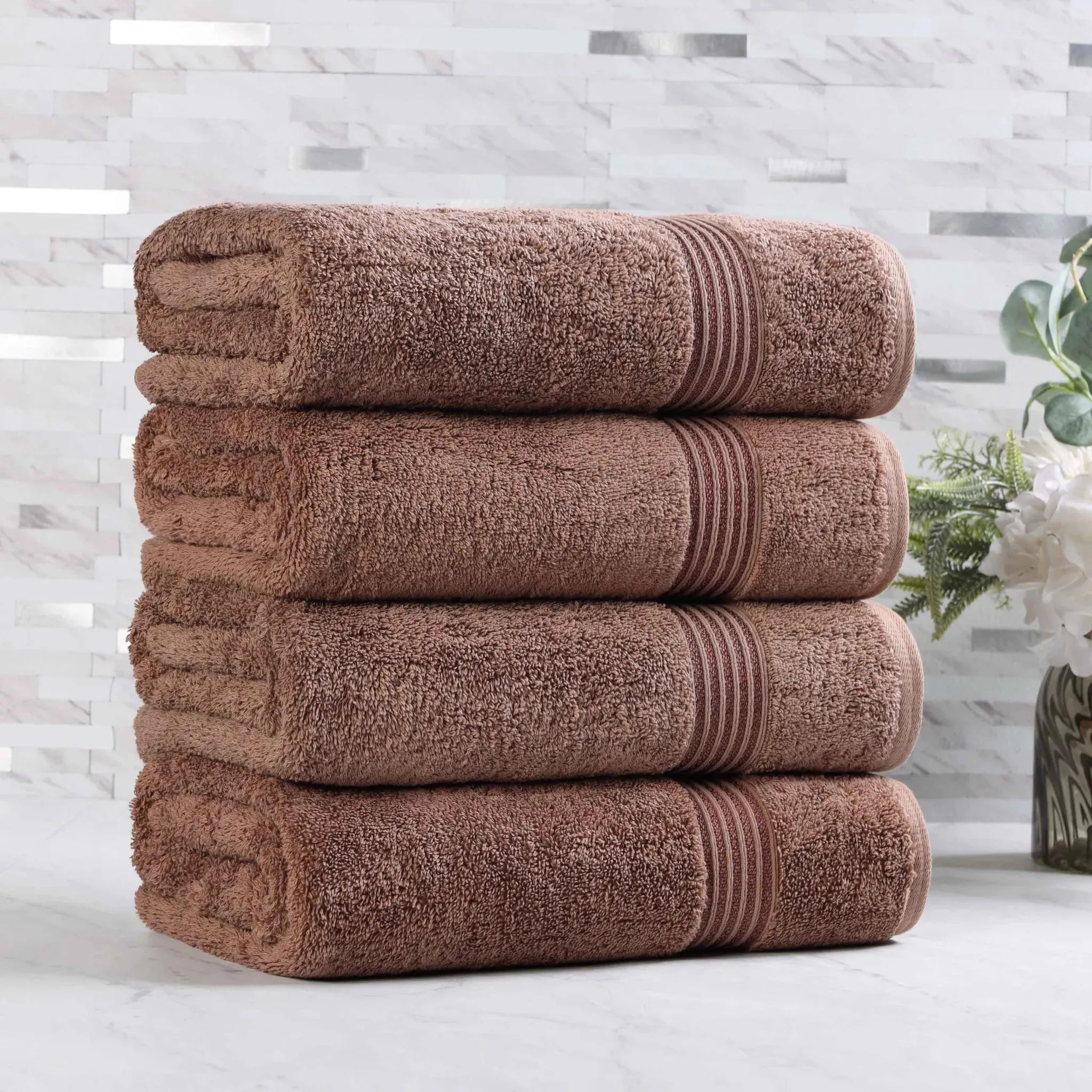 Egyptian Cotton Plush Absorbent Luxury Bath Towel Set of 4 - Egyptian Cotton Bath Towel by Superior Brand